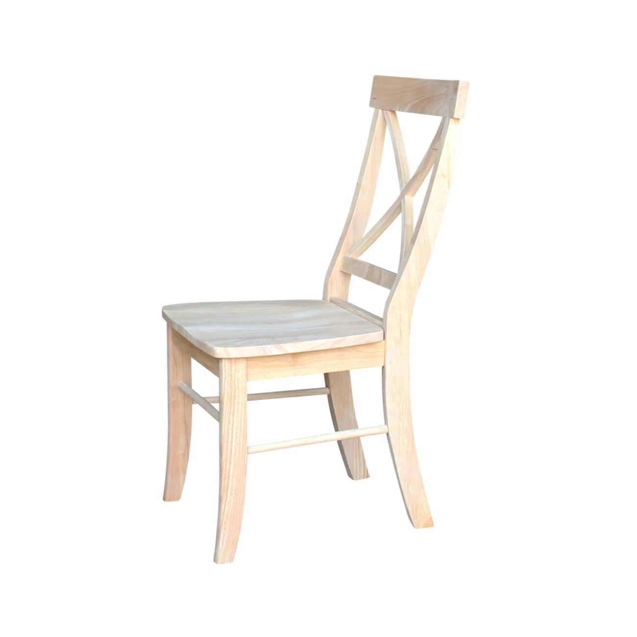 Set of 2 X Back Chairs with Solid Wood Seat Unfinished - International Concepts: Parawood, Kitchen Furniture