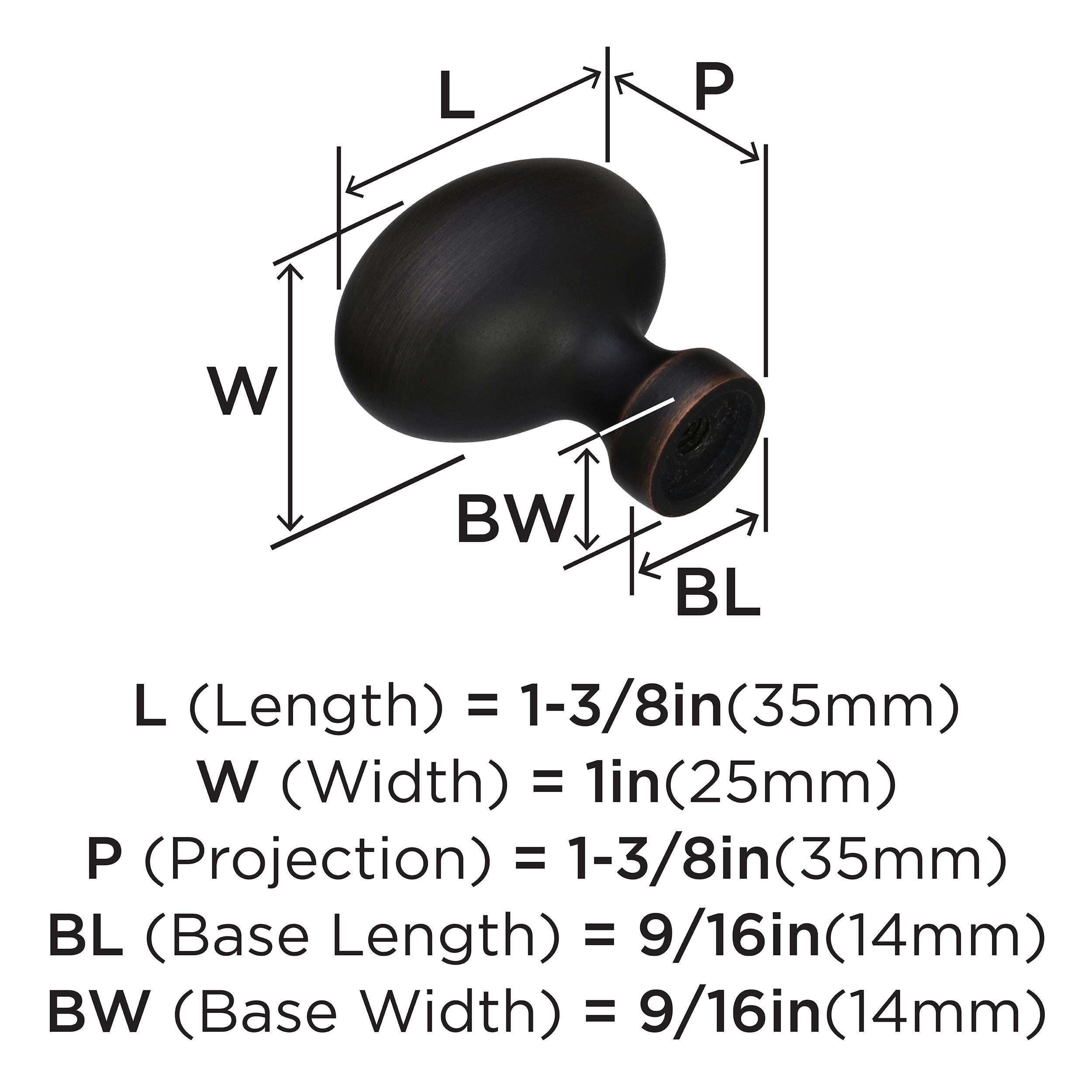 1 3/8" Length Oval Knob Multipack