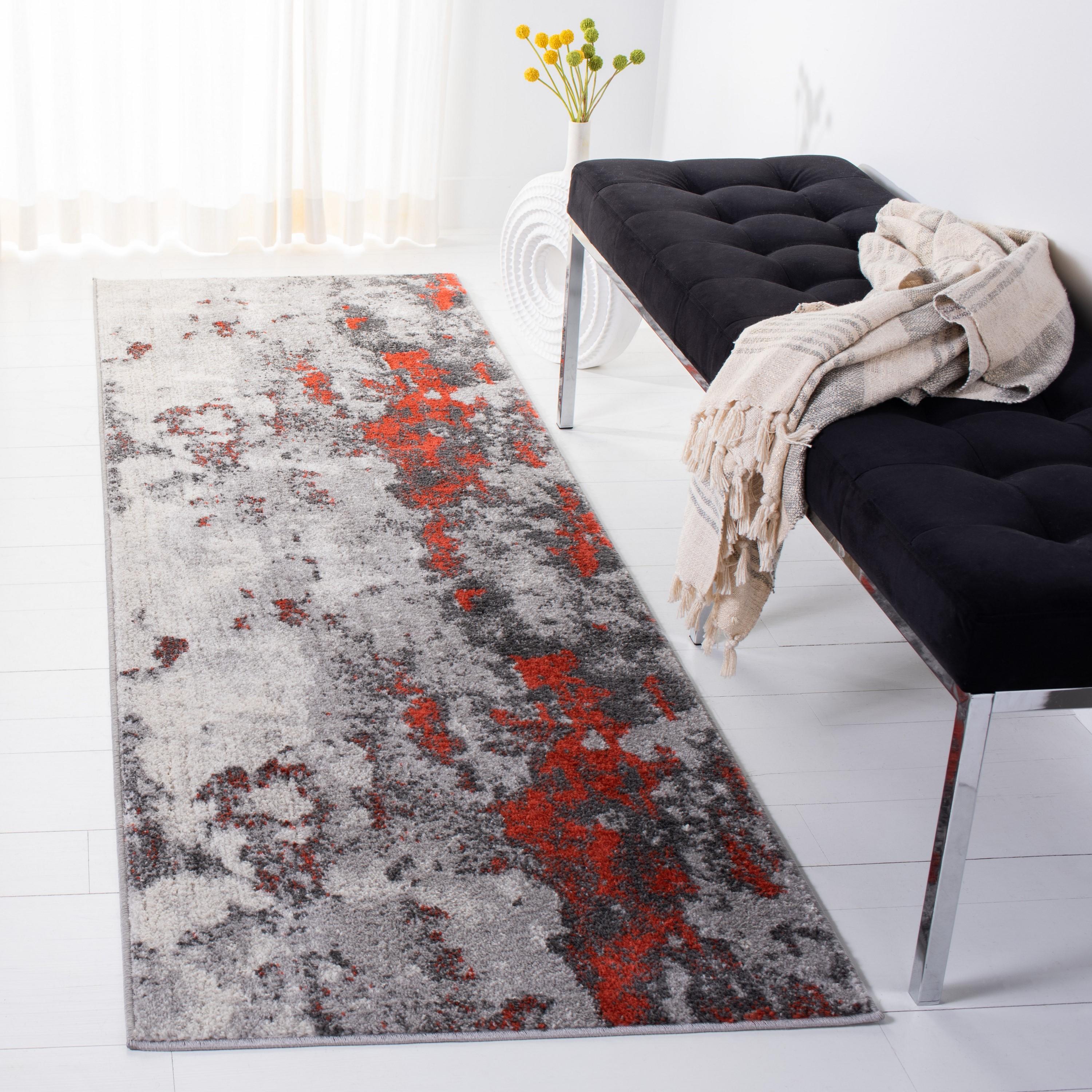 Adirondack ADR134 Machine Made Indoor Runner - Orange/Grey - 2'-6"x12' - Safavieh