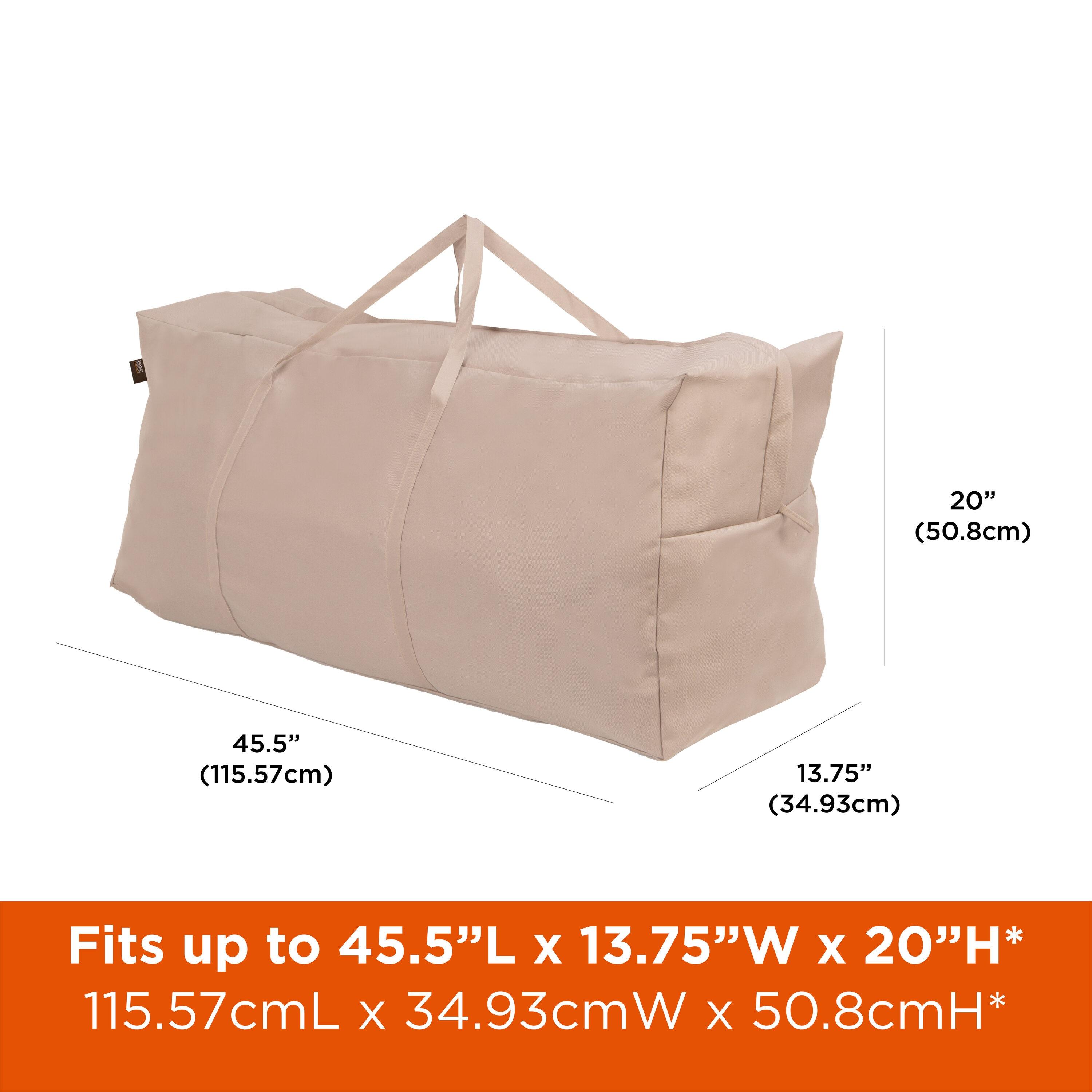 Modern Leisure Chalet Outdoor Patio Cushion Storage Bag, 45.5"L x 13.75"W x 20"H, Beige