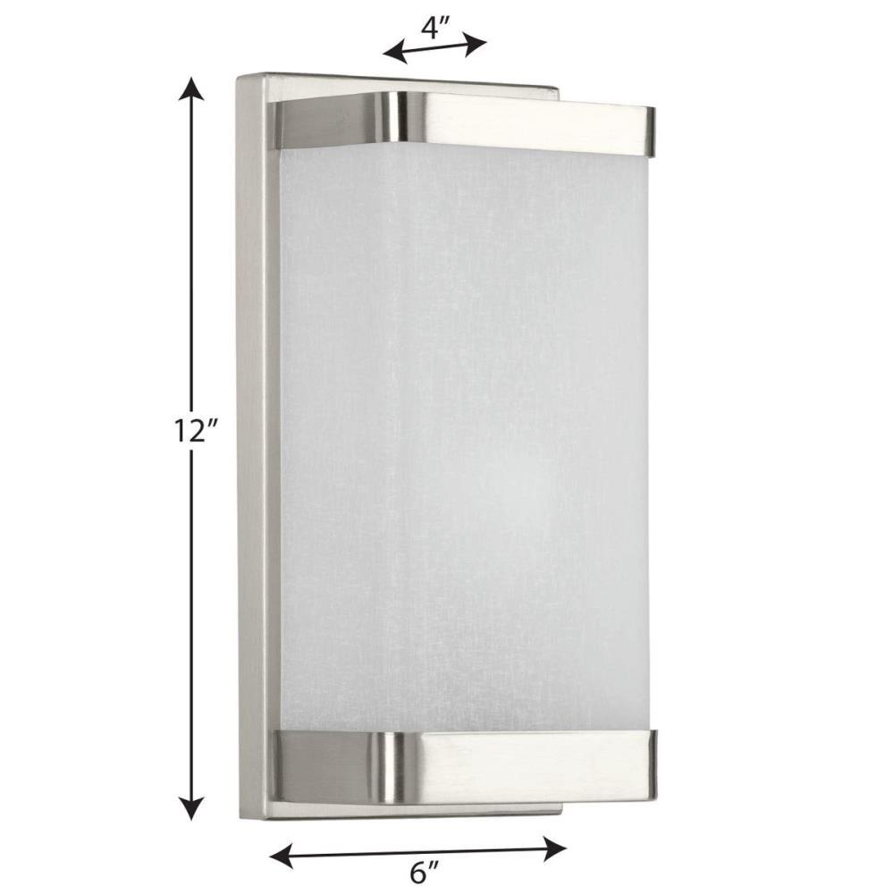 Progress Lighting Linen Glass Sconce, 1-Light Wall Light, Brushed Nickel, Etched Glass Shade
