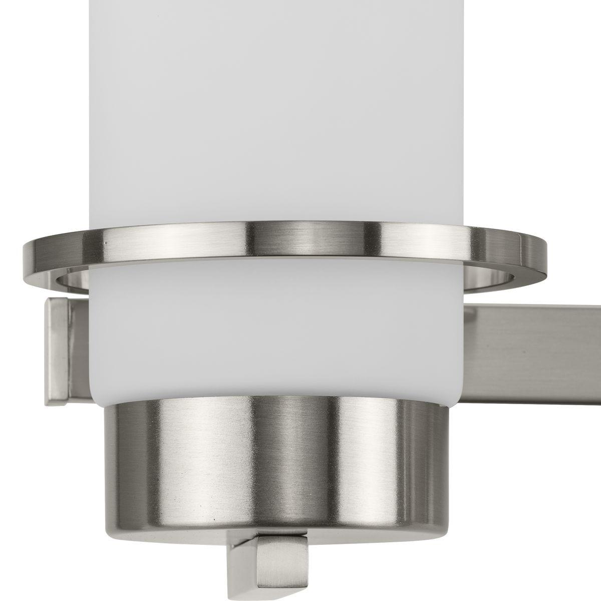 Progress Lighting Reiss 4-Light Vanity Light, Brushed Nickel, White Glass Shades