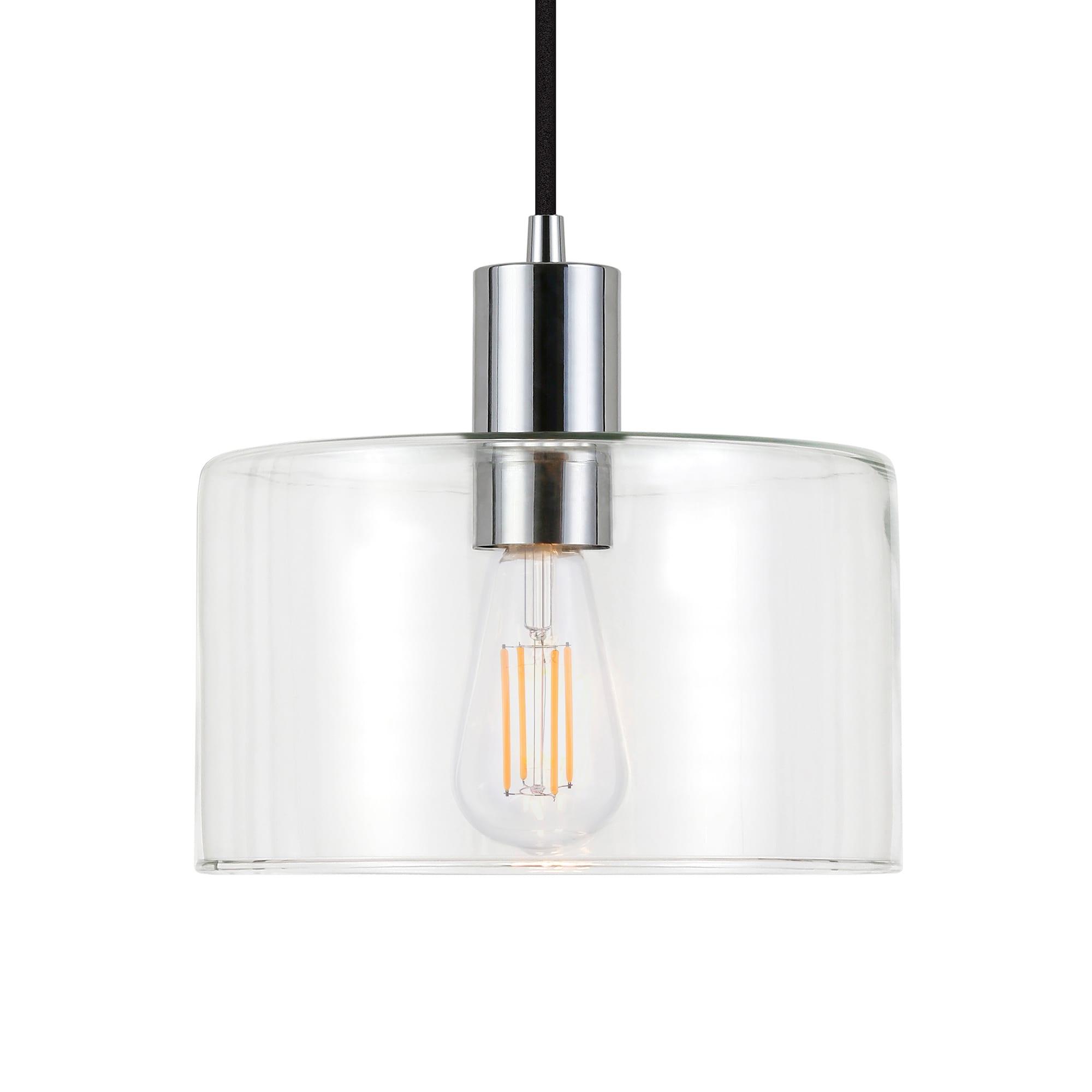 Evelyn&Zoe Industrial Clear Glass Pendant