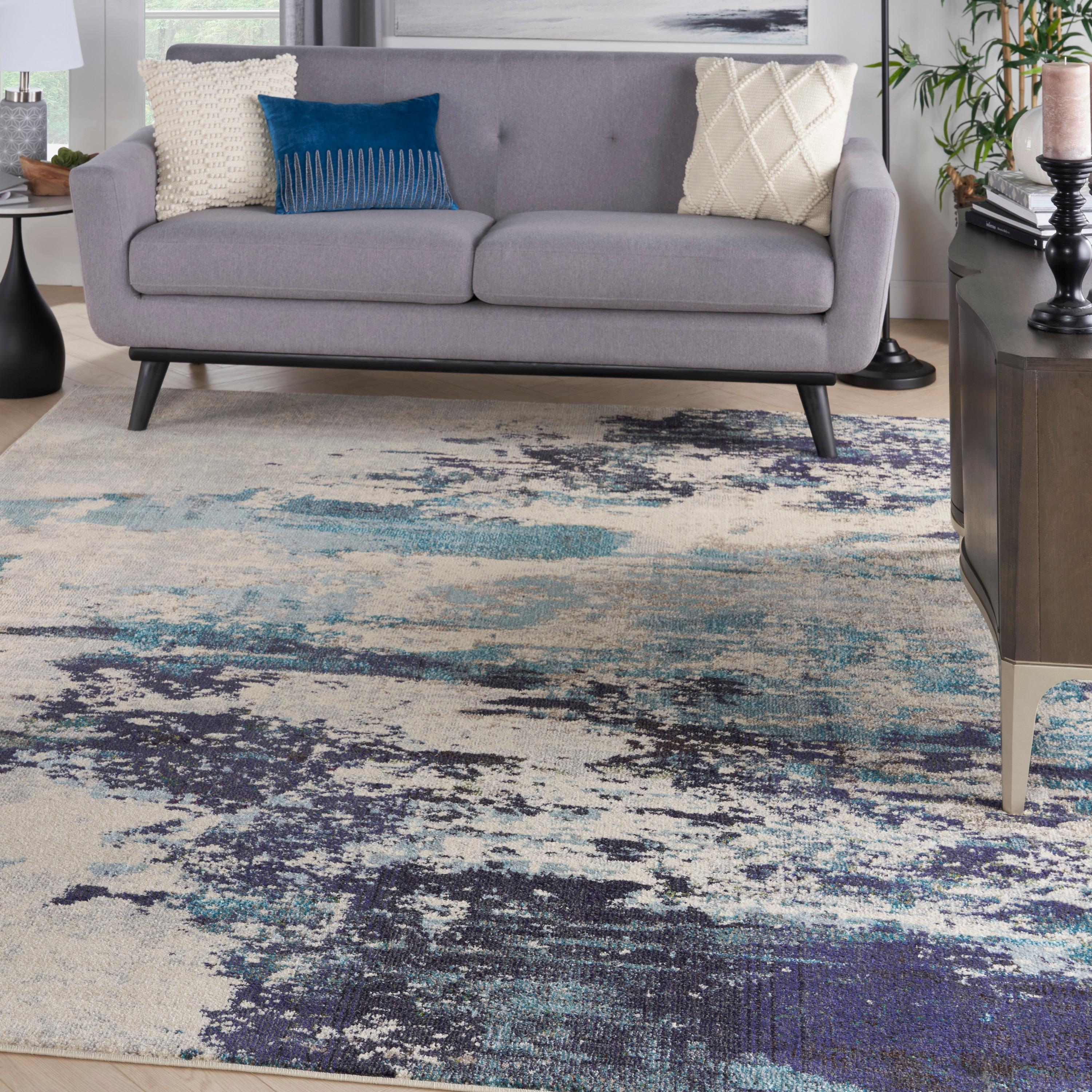 Nourison Celestial CES02 Ivory/Teal Blue Area Rug 7'10" x 10'6"