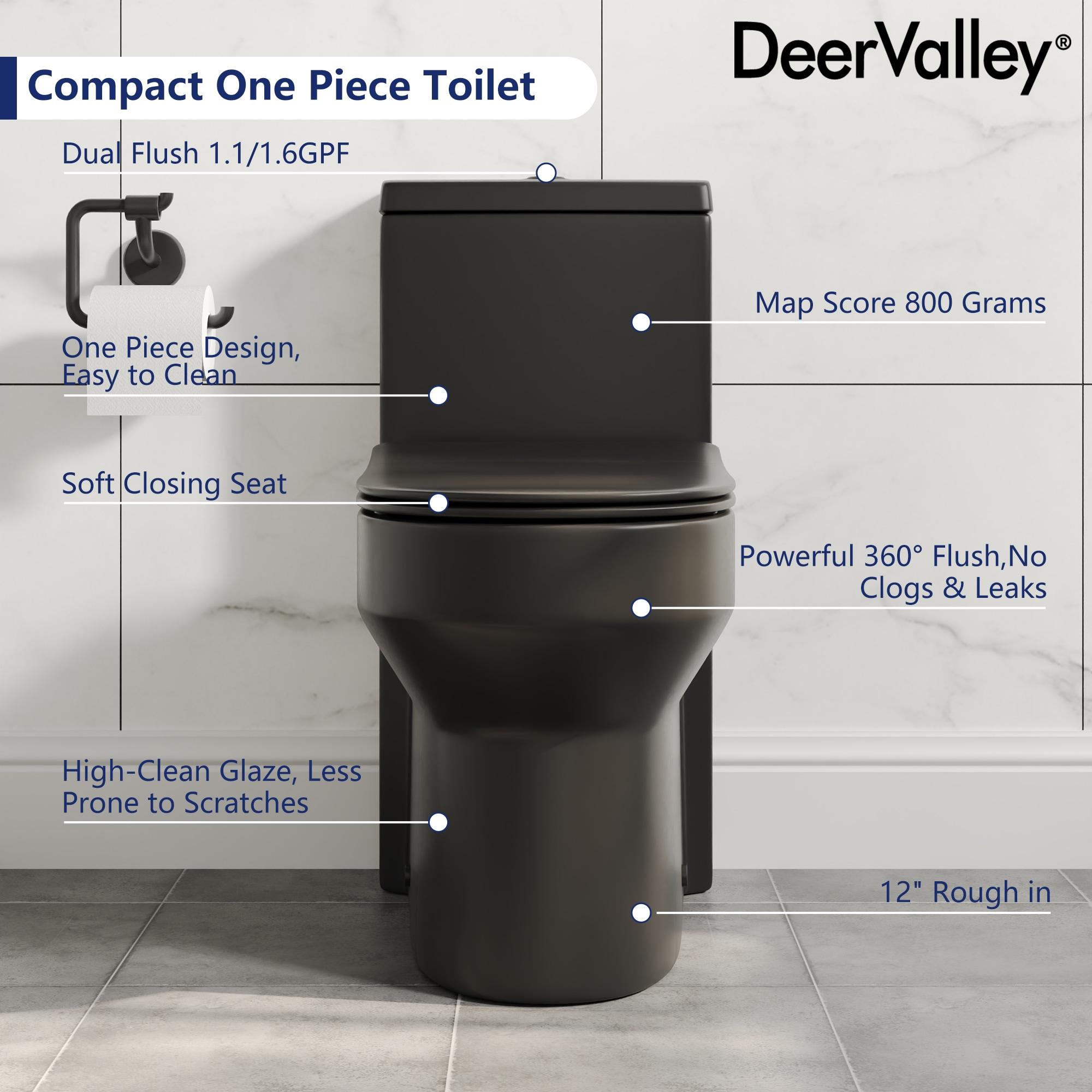 Liberty Compact Toilet, Modern One-Piece Round Toilet with Dual Flush, Easy Cleaning Fully Skirted Design(Seat Included)