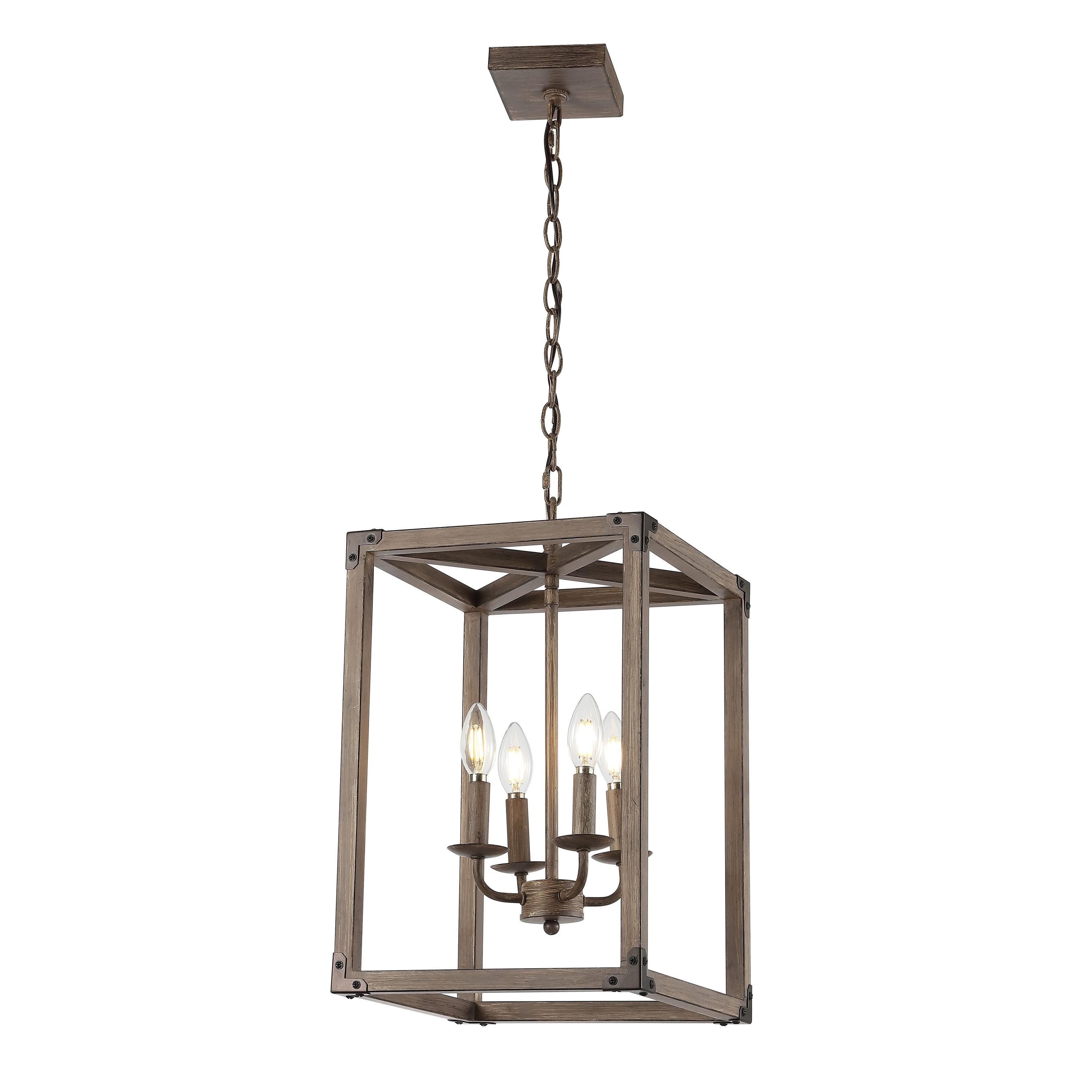 Magnolia 12.13" 4-Light Adjustable Iron Rustic Farmhouse LED Pendant, Brown