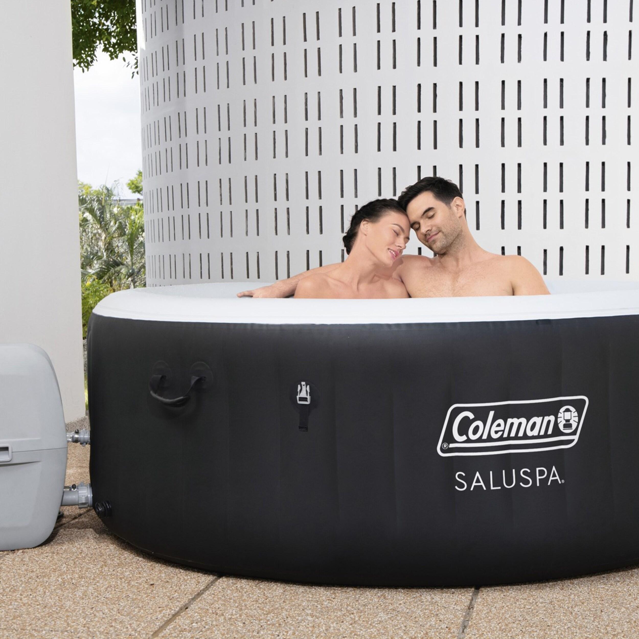 Bestway Coleman Miami AirJet Square Inflatable Hot Tub with EnergySense Cover, Black