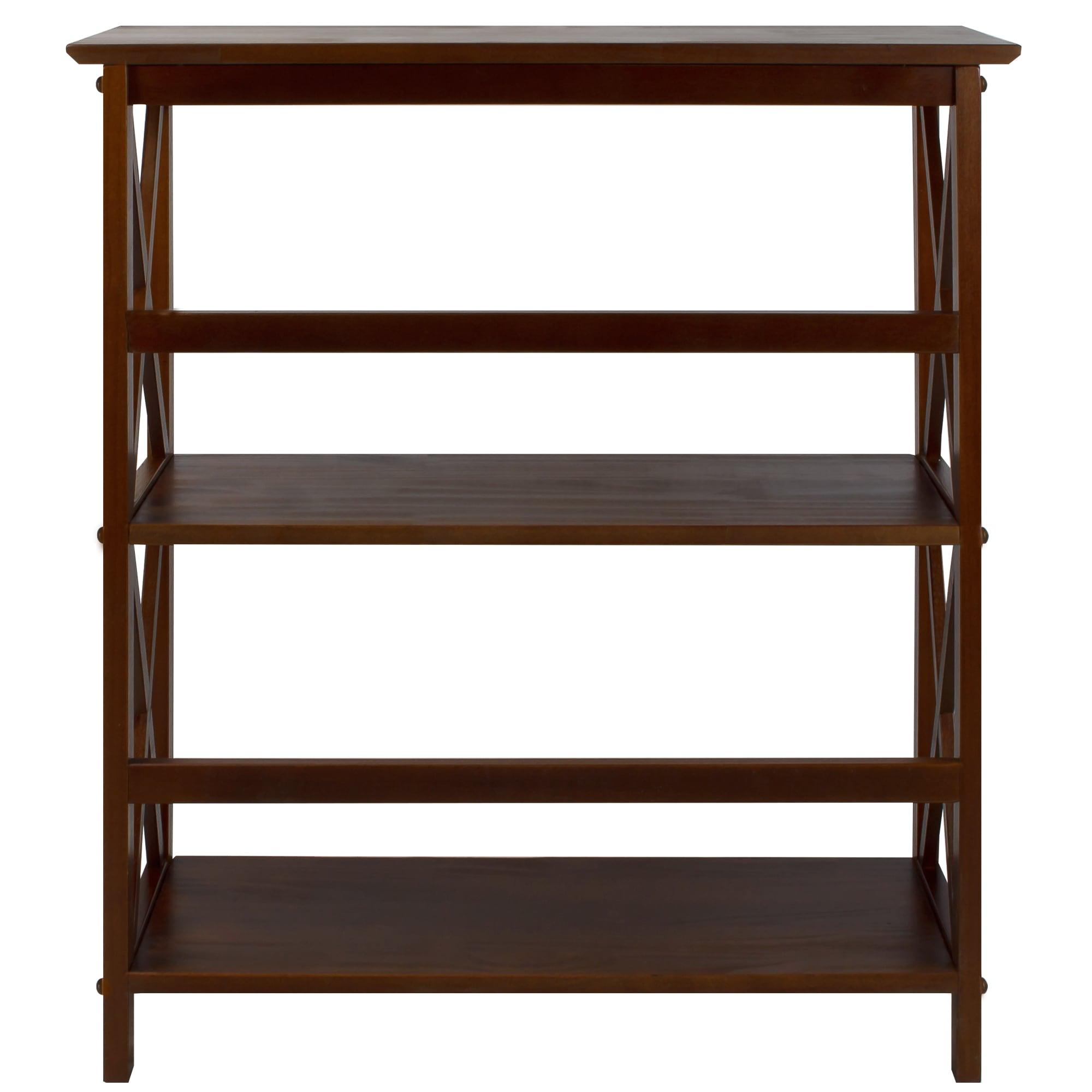 Casual Home 324-34 Soild Wood Montego X Design Style 3 Shelf Bookcase, Walnut