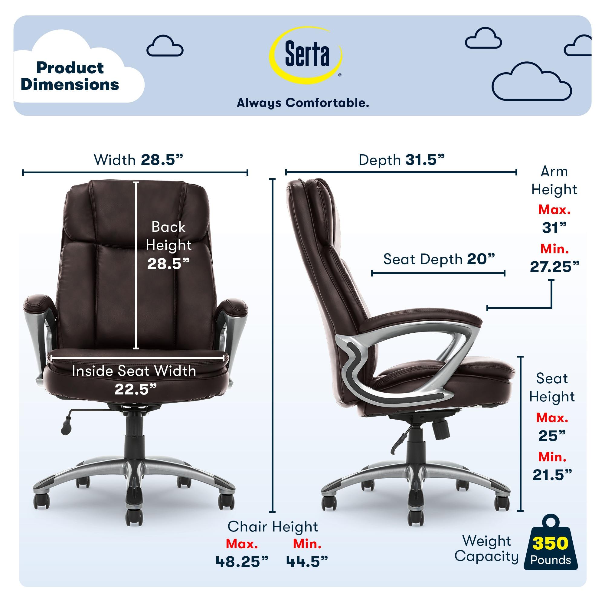 Serta Fairbanks Big and Tall High Back Executive Office and Gaming Chair with Layered Body Pillows