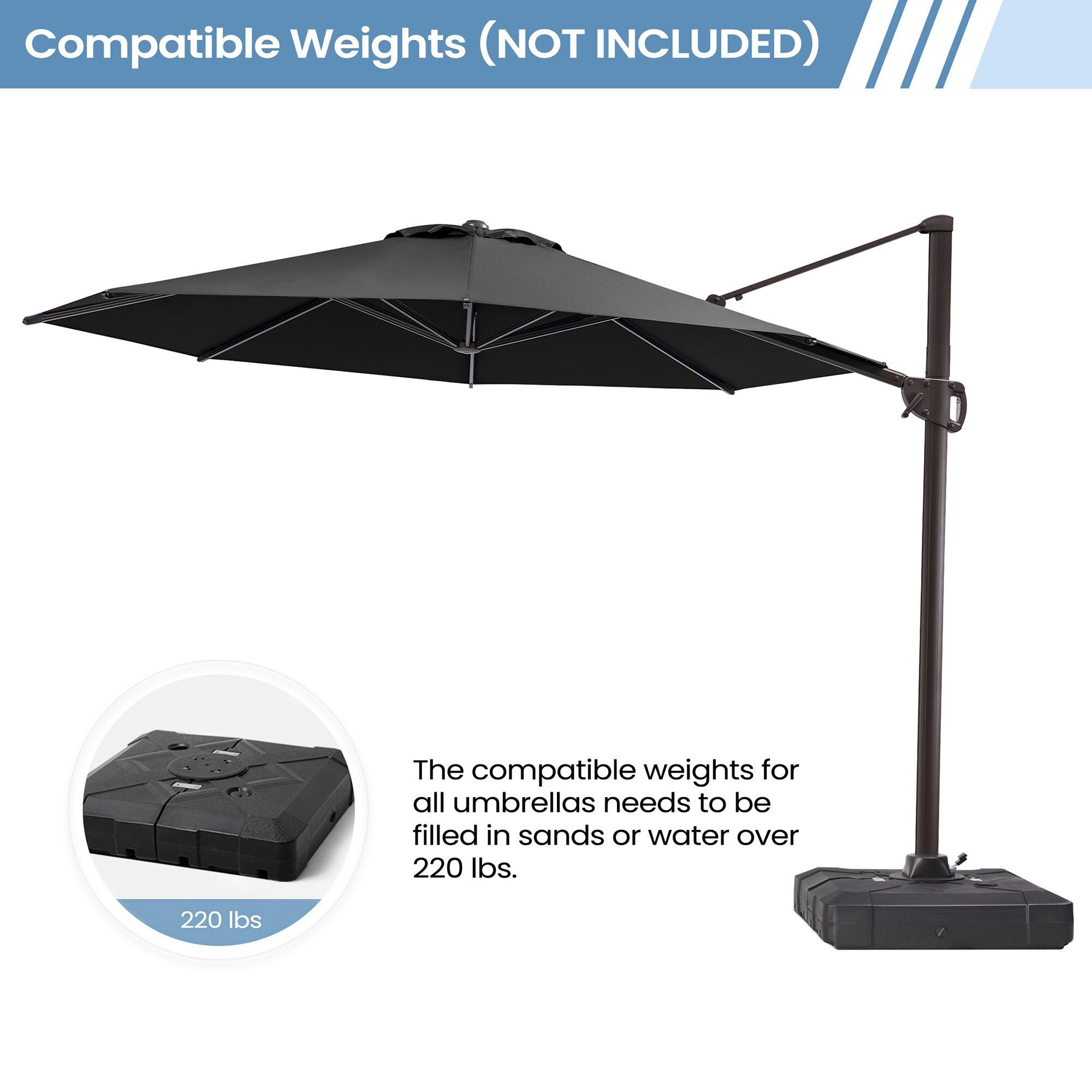 Crestlive Products Outdoor 11 Ft Steel Round Patio Cantilever Offset Umbrella with Cross Base Black