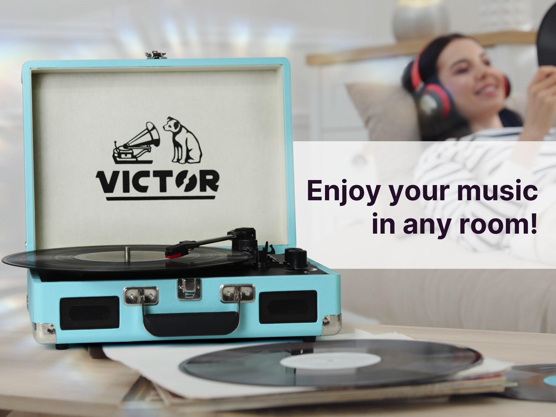 Victor Portable Suitcase Turntable - Record Player with Bluetooth & Built-in Speakers