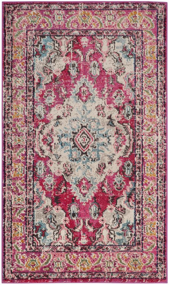 Monaco MNC243 Power Loomed Area Rug - Pink/Multi - 4'x4' - Safavieh.