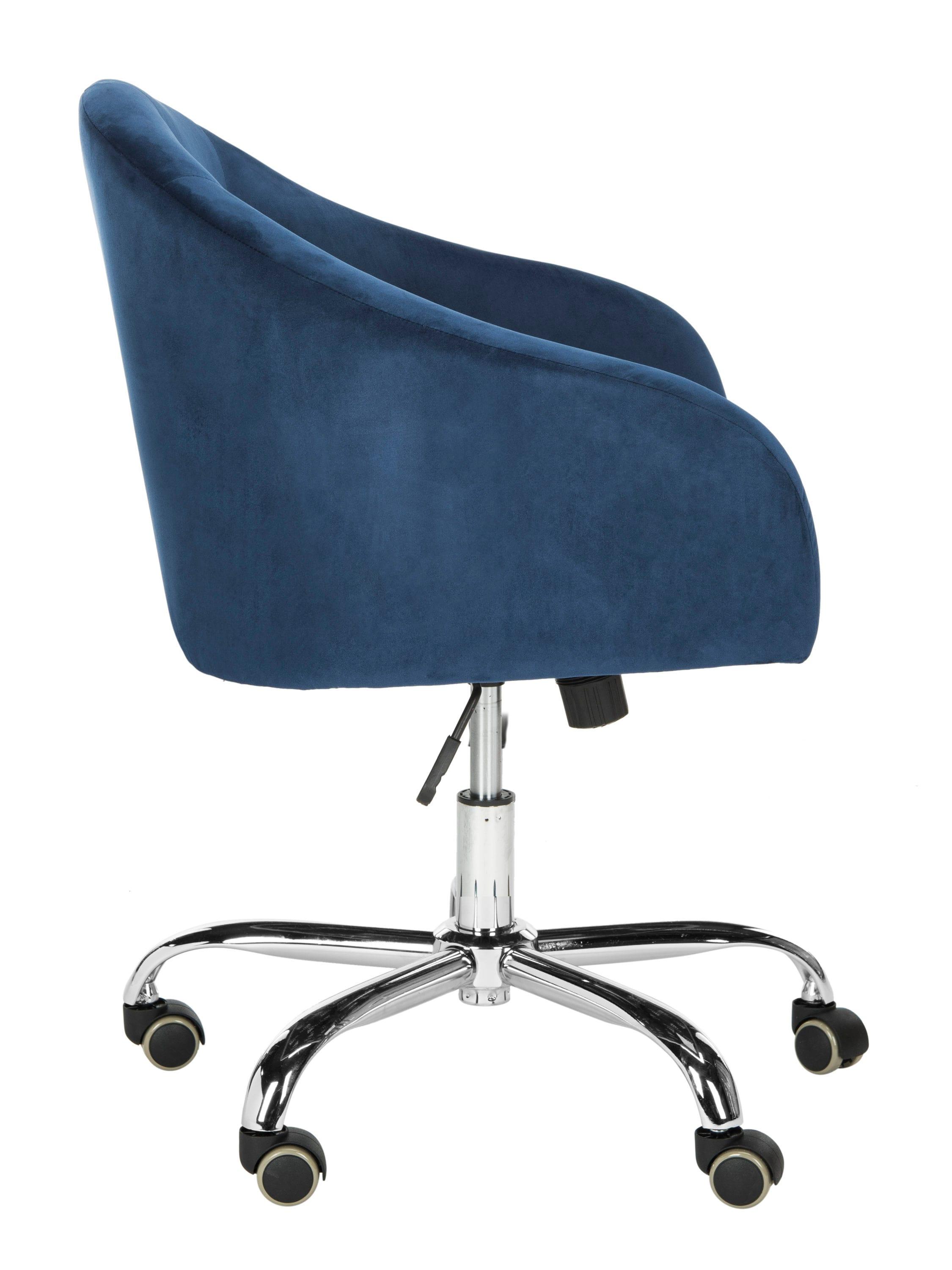 Amy Tufted Velvet Chrome Leg Swivel Office Chair - Chrome - Safavieh