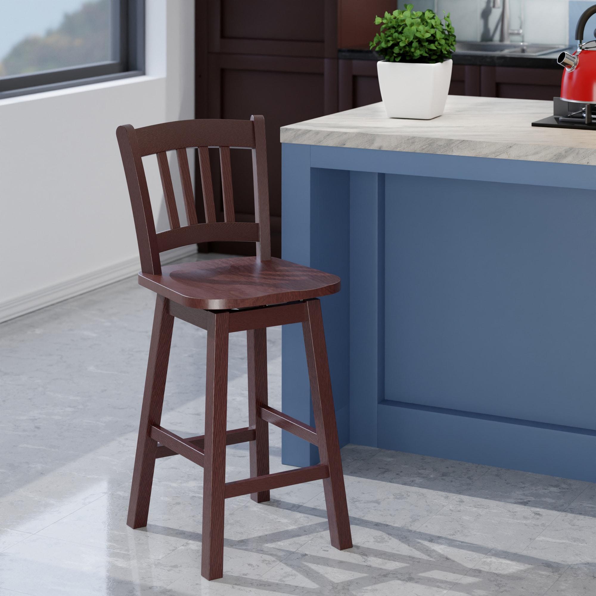 Fina Swivel Seat Counter Height Barstool Walnut - Winsome: Transitional Style, Wood Frame, Fixed 24.57" Seat Height