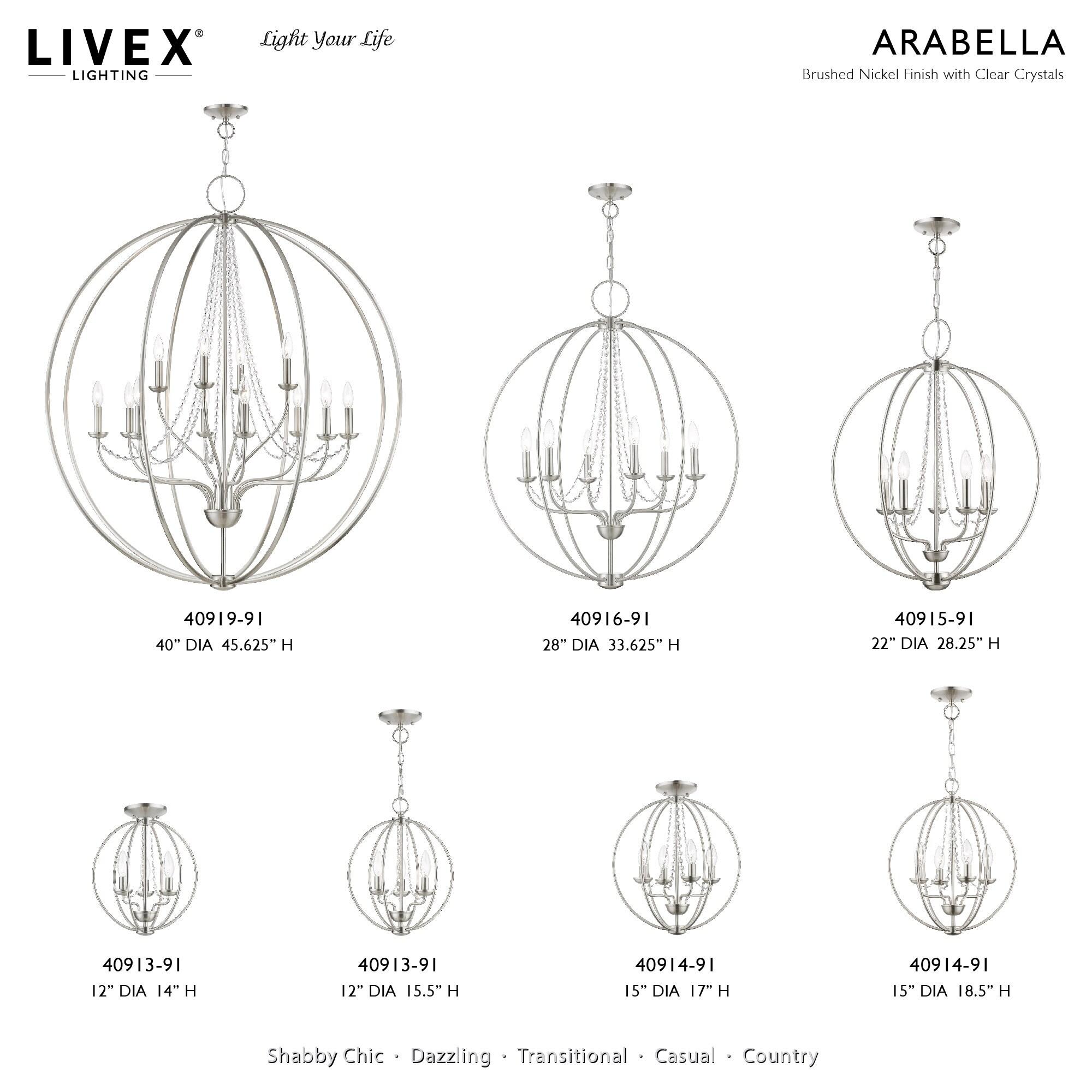 Livex Lighting Arabella 4 - Light Chandelier in  Brushed Nickel