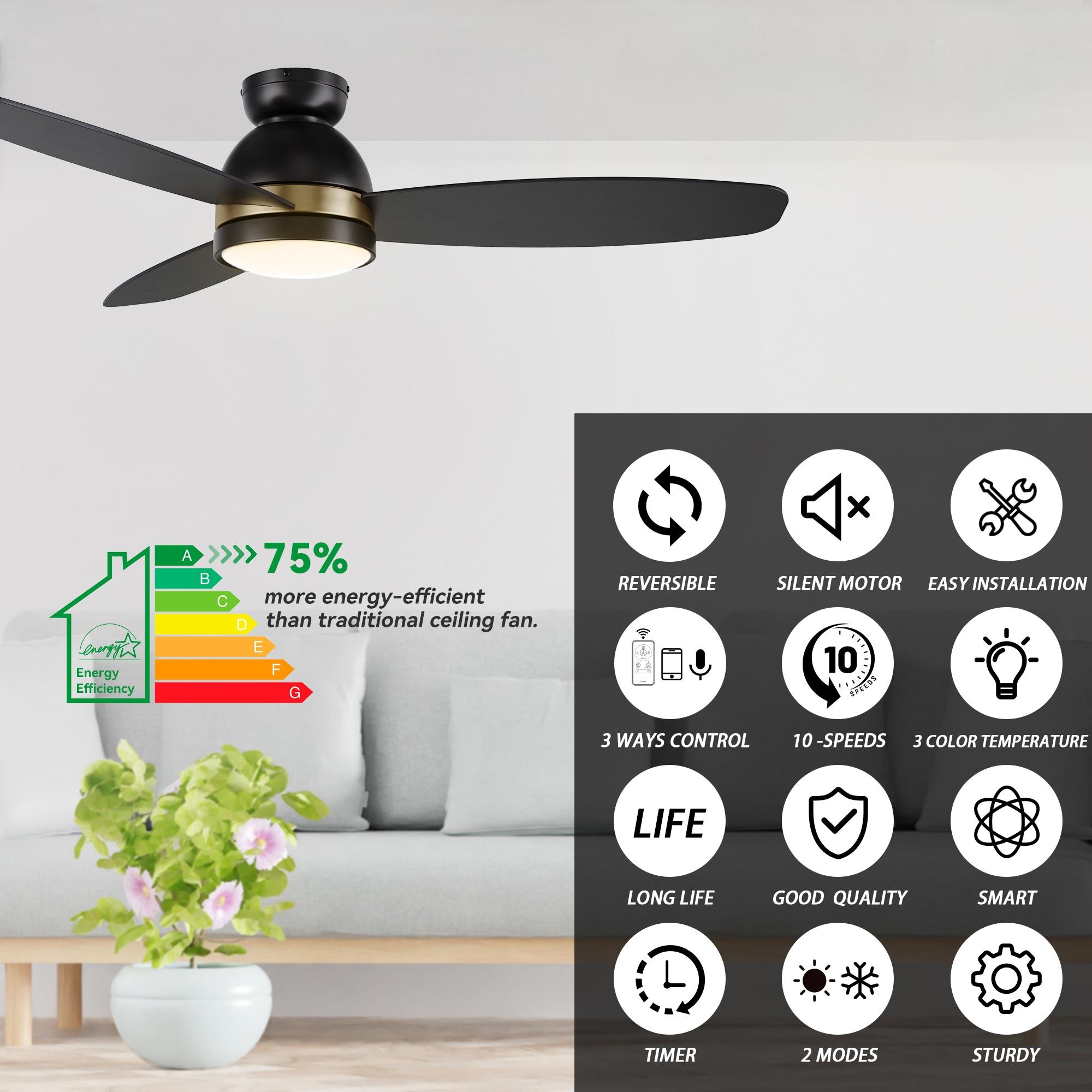 CARRO Smart Flush Mount Ceiling Fan with Light, Remote Control, DC Motor