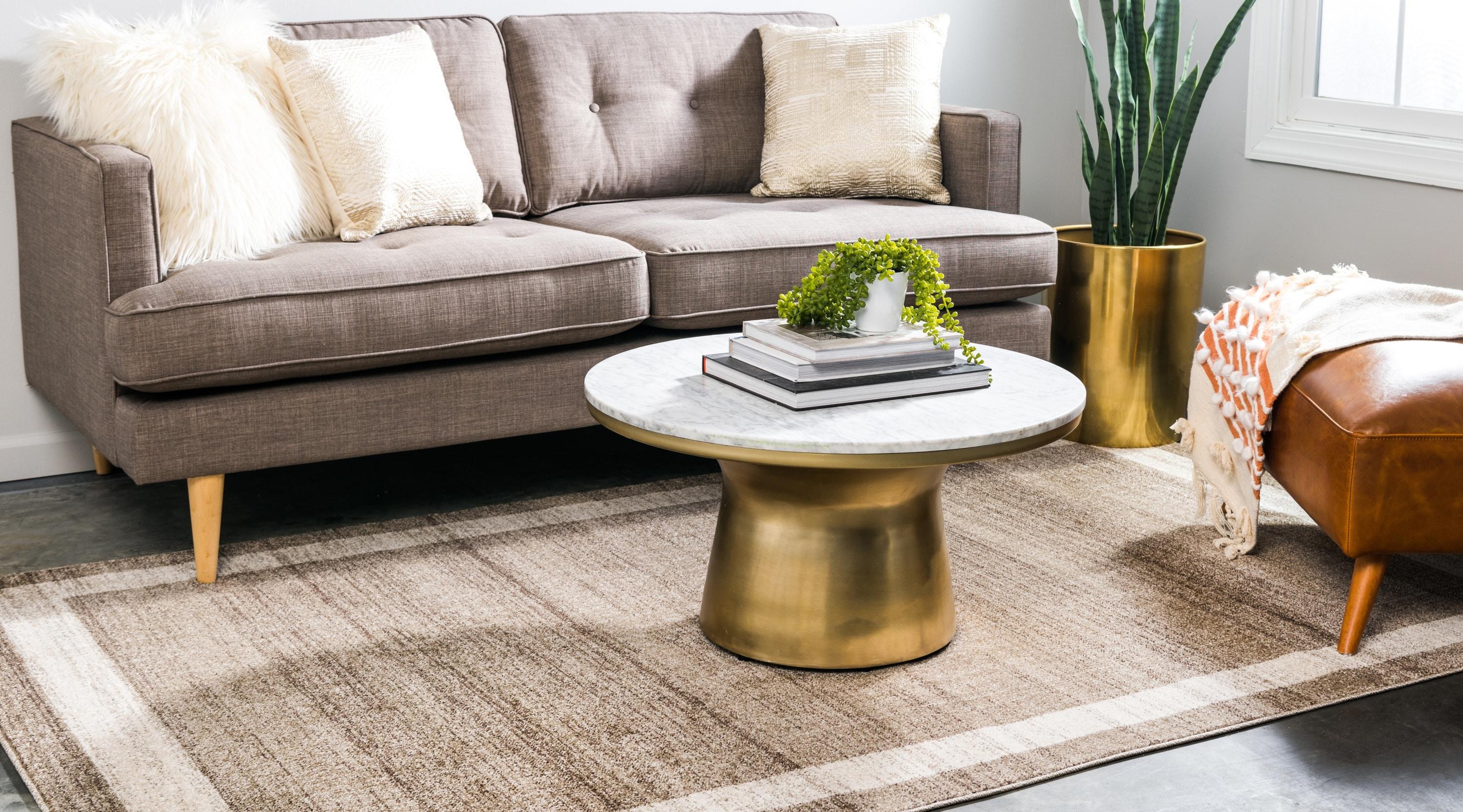Unique Loom Del Mar Collection Area Rug - Maria (6' 1" x 9' Rectangle Light Brown/Ivory)