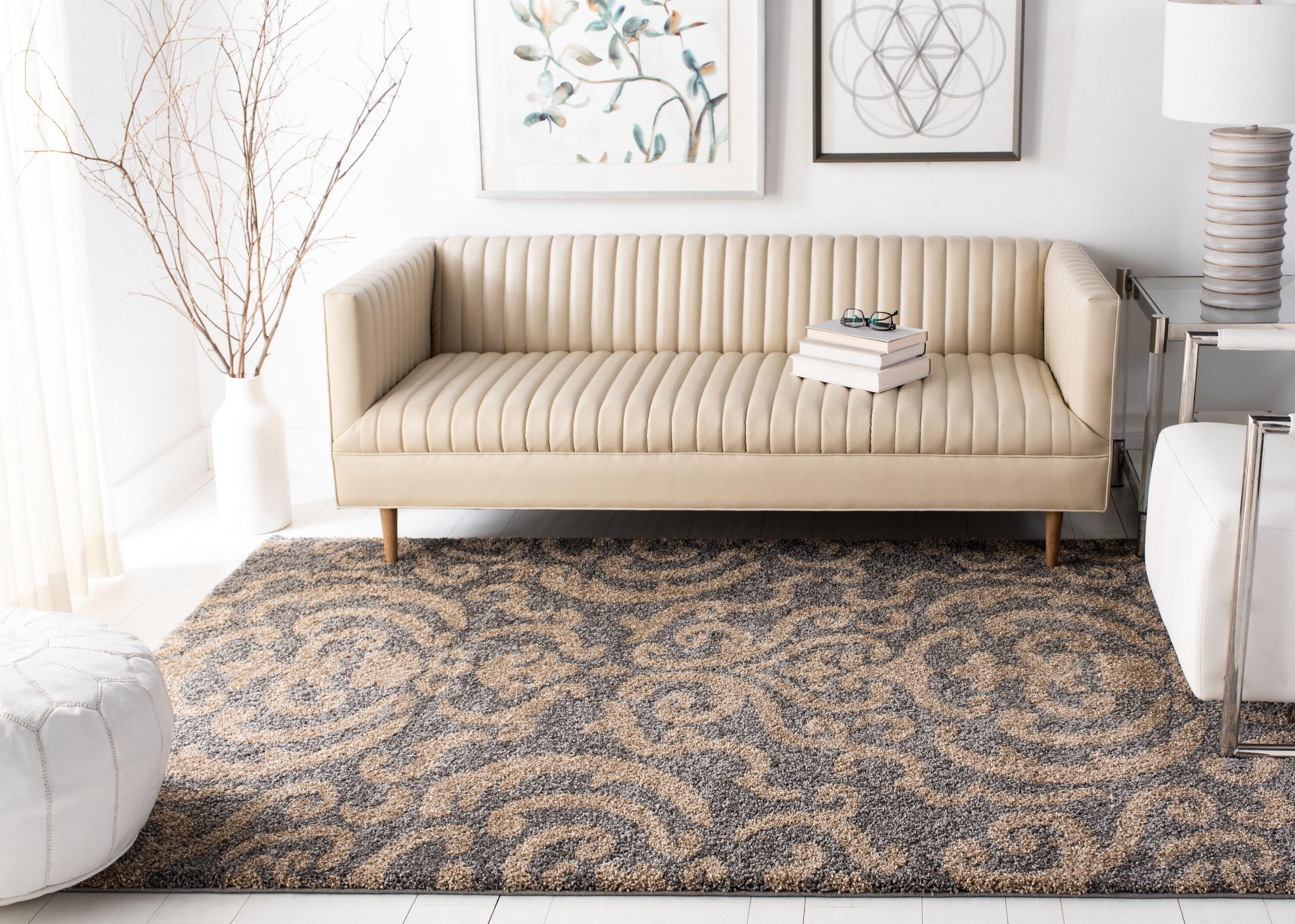 Florida Shag SG462 Power Loomed Indoor Area Rug - Grey/Beige - 8'x10' - Safavieh.
