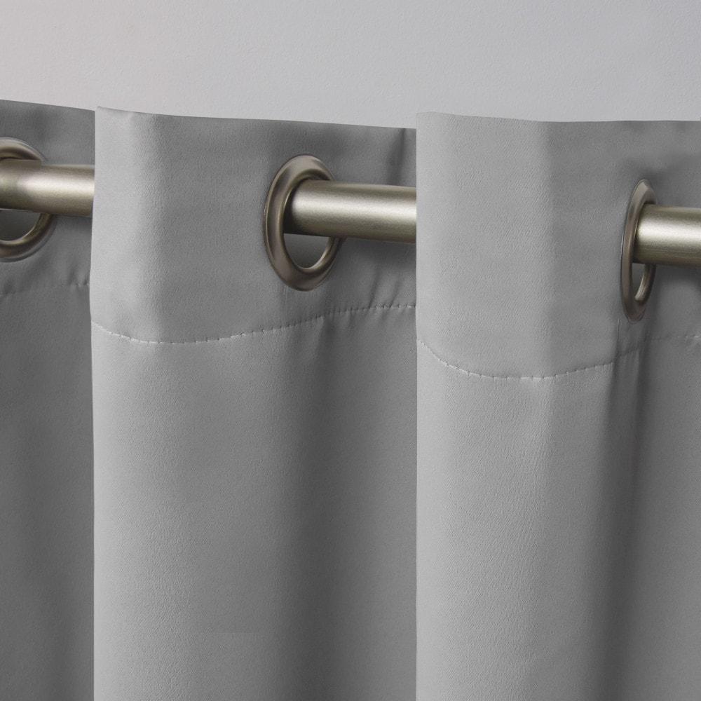 Exclusive Home Sateen Twill Woven Room Darkening Blackout Grommet Top Curtain Panel Pair, 52"x84", Veridian Grey