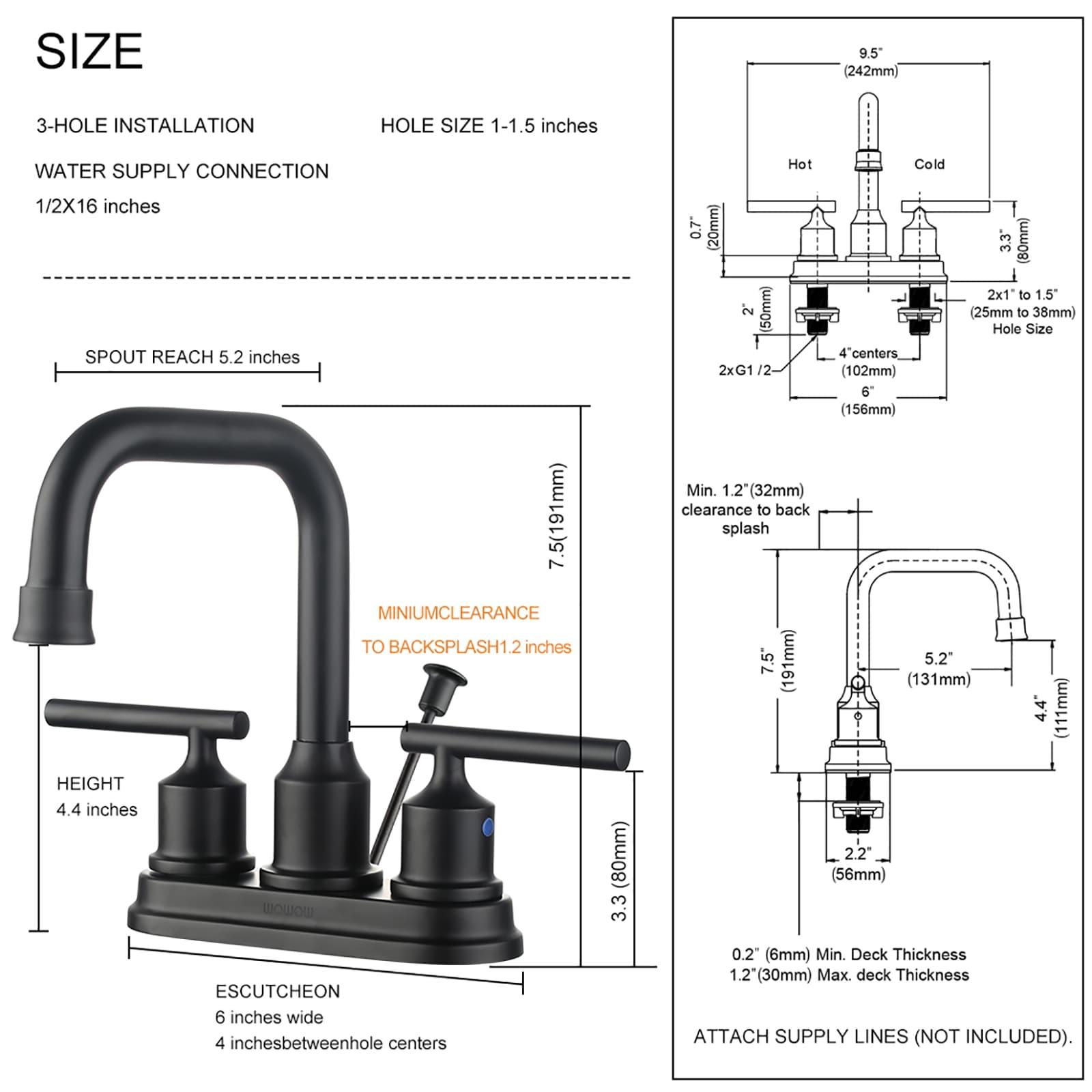 Centerset 2-handle Bathroom Faucet with Drain Assembly