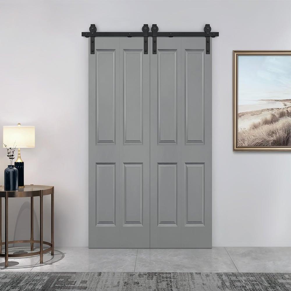 Calhome Paneled MDF Composite Double Bifold Barn Doors with Installation Hardware Kit