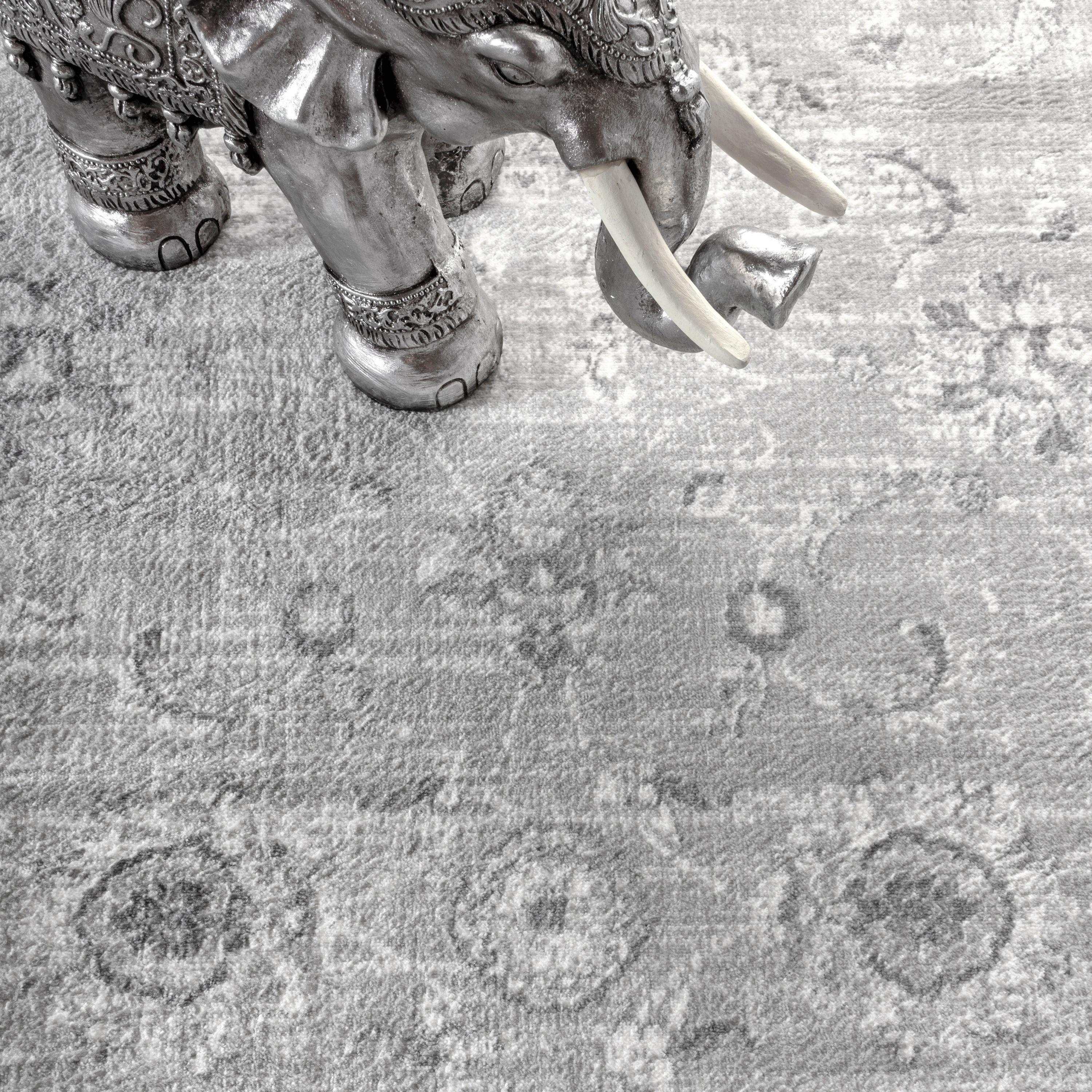 2'x8' Modern Persian Vintage Runner Rug, Light Grey - JONATHAN Y