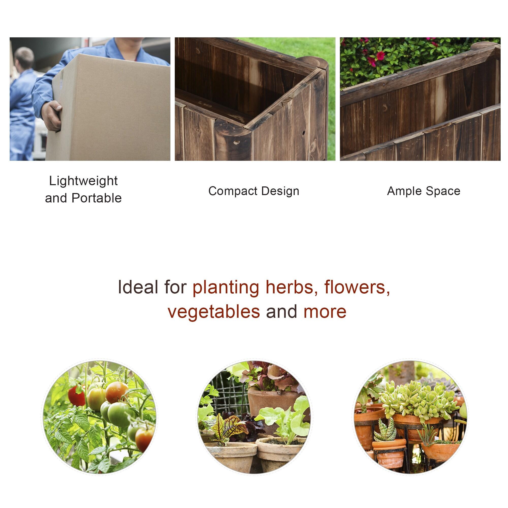 Large Brown Wooden Raised Garden Bed Planter Box