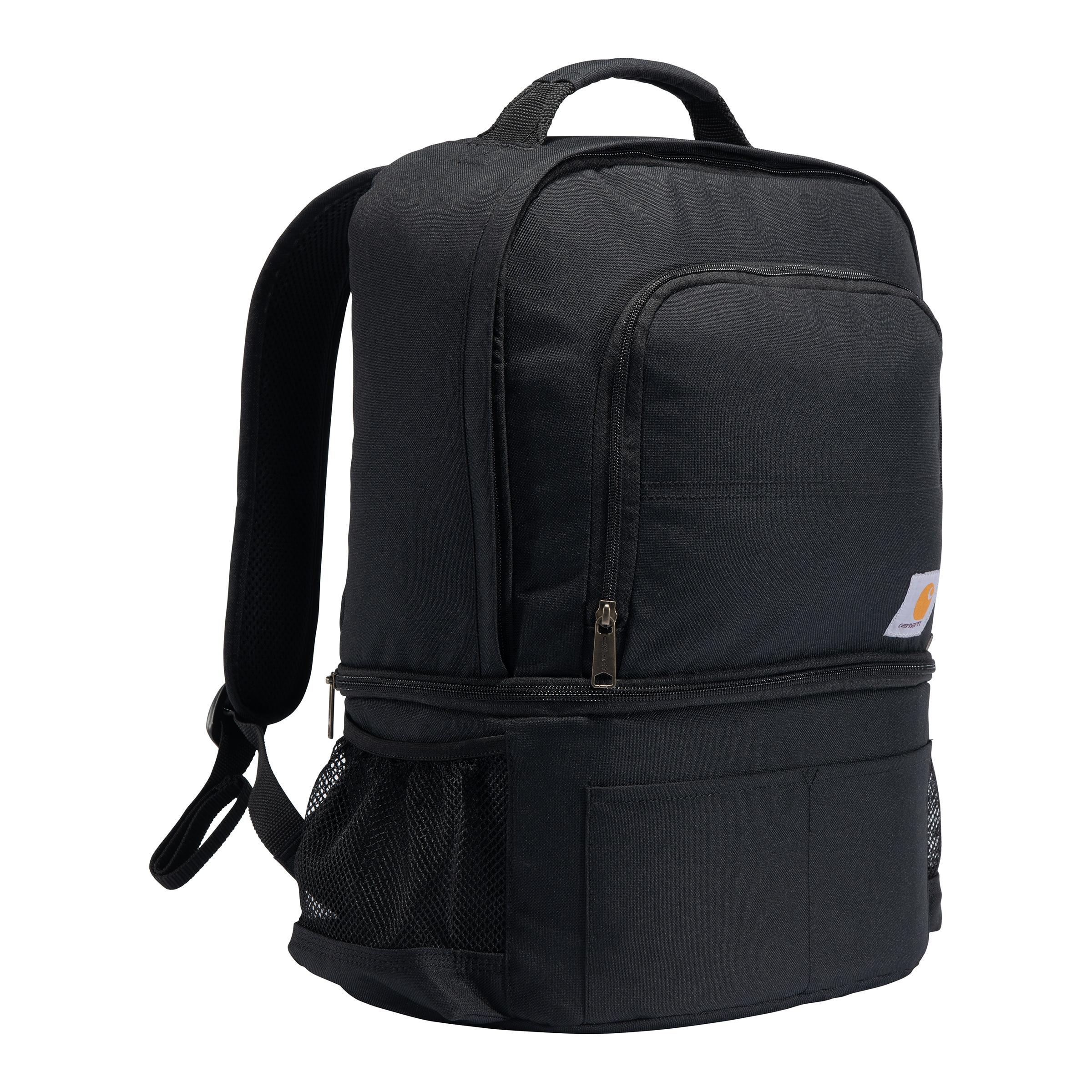 Black Insulated Cooler Backpack with Wheels and Compartments