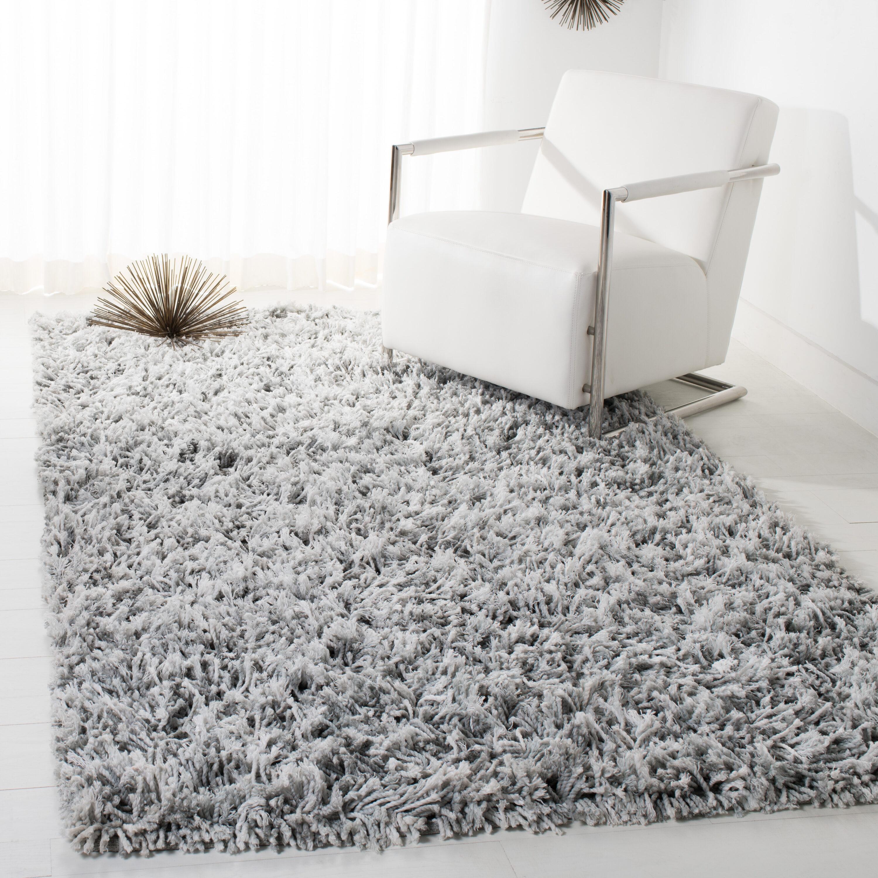 Rio Shag SG960 Hand Loomed Indoor Area Rug - Grey/Ivory - 5'x8' - Safavieh