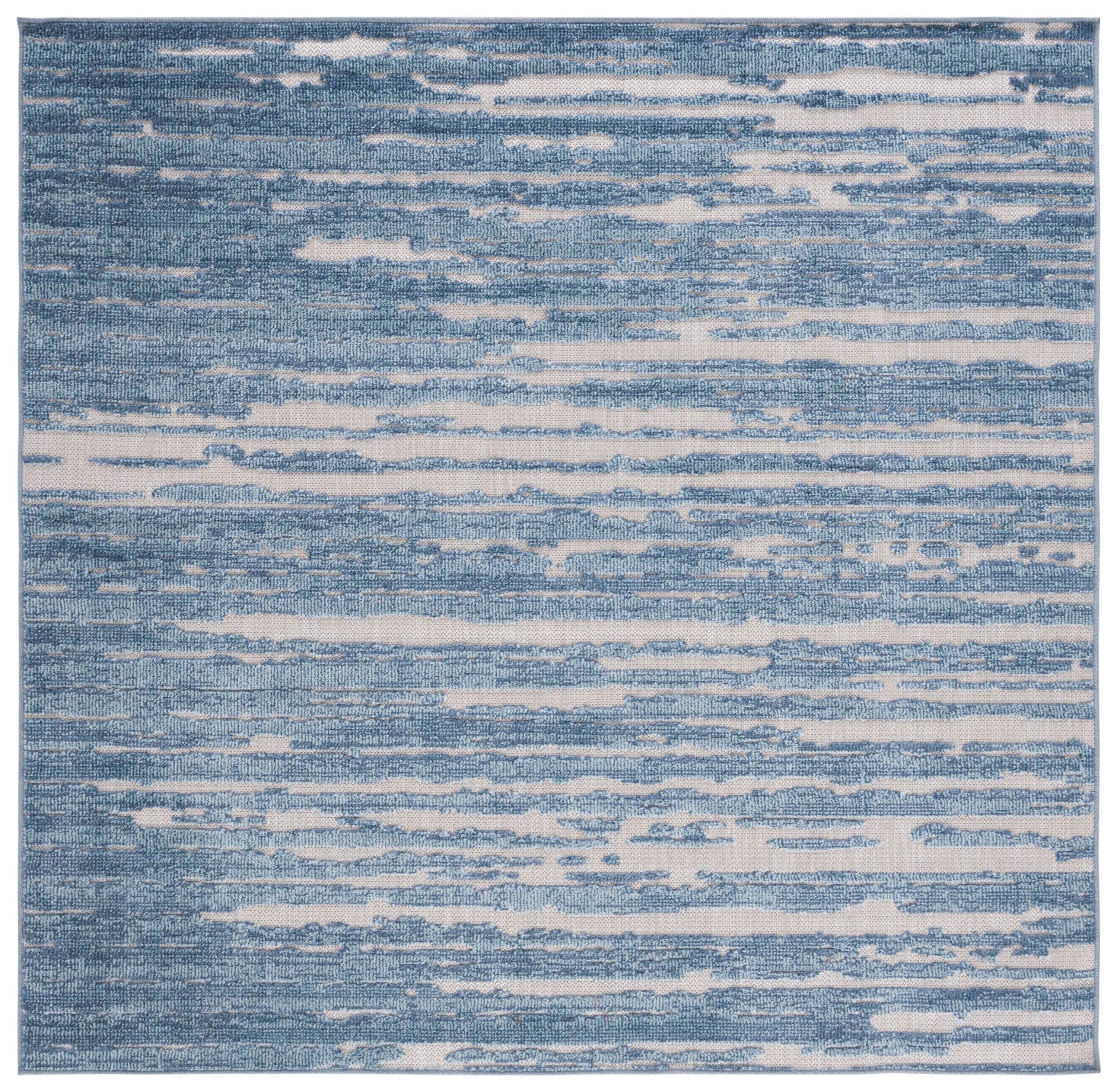 Cabana CBN506 Power Loomed Indoor/Outdoor Area Rug - Blue/Beige - 6'7"x6'7" - Safavieh.