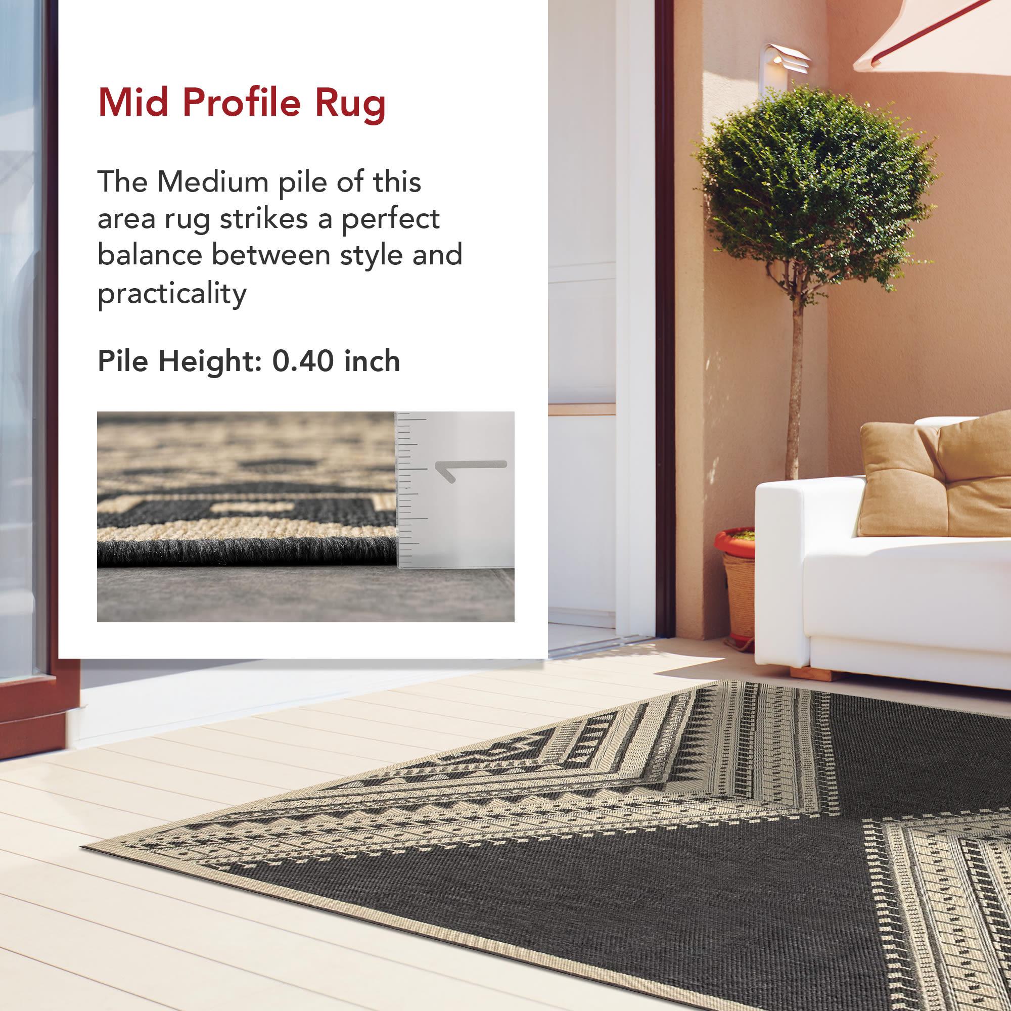 Nuloom Landry Geometric 4x6 Indoor/Outdoor Area Rug for Living Room Patio Deck Front Porch Kitchen, Charcoal/Ivory