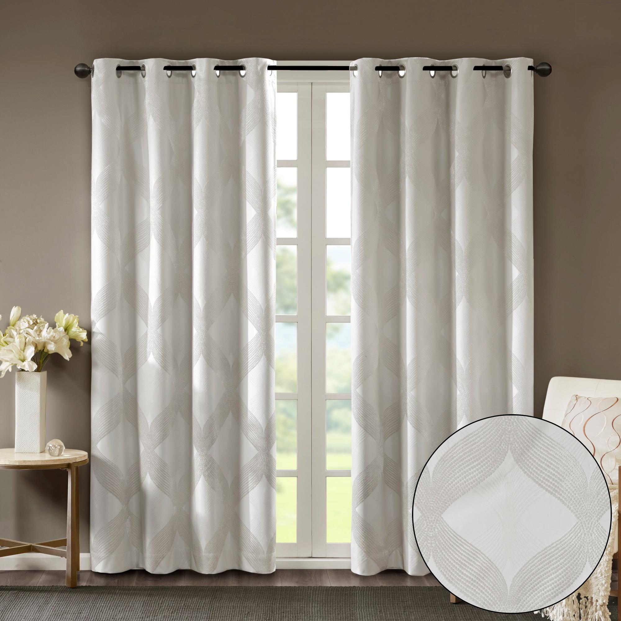 Madison Park Bentley Ogee Knitted Jacquard Geometric Total Blackout Single Curtain Panel