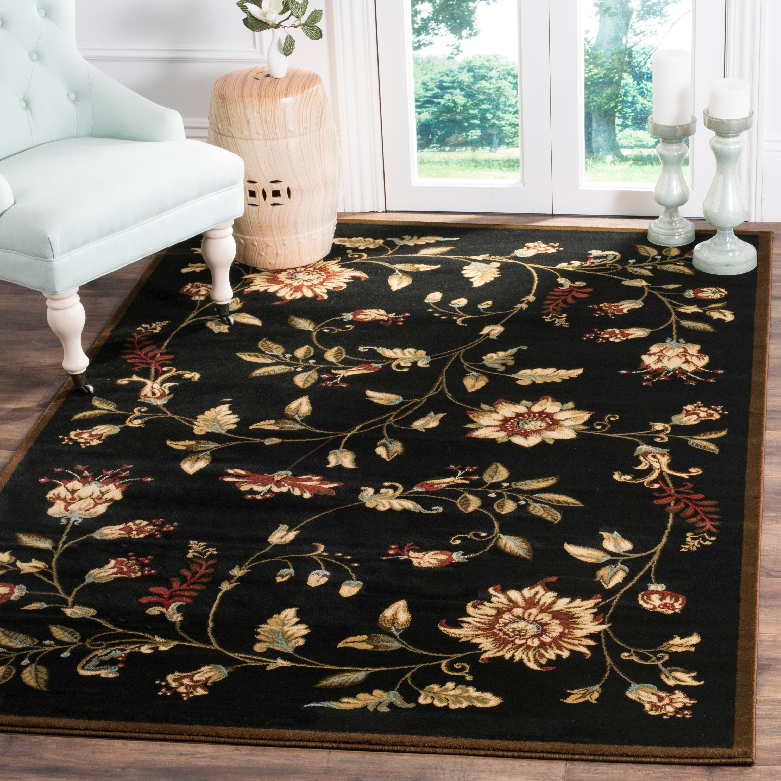 Lyndhurst LNH552 Power Loomed Area Rug - Black/Multi - 5'3"x7'6" - Safavieh