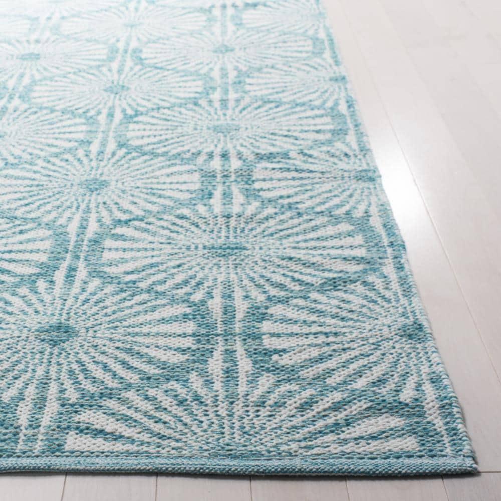 Montauk MTK606 Hand Woven Indoor Area Rug - Aqua/Ivory - 5'x8' - Safavieh