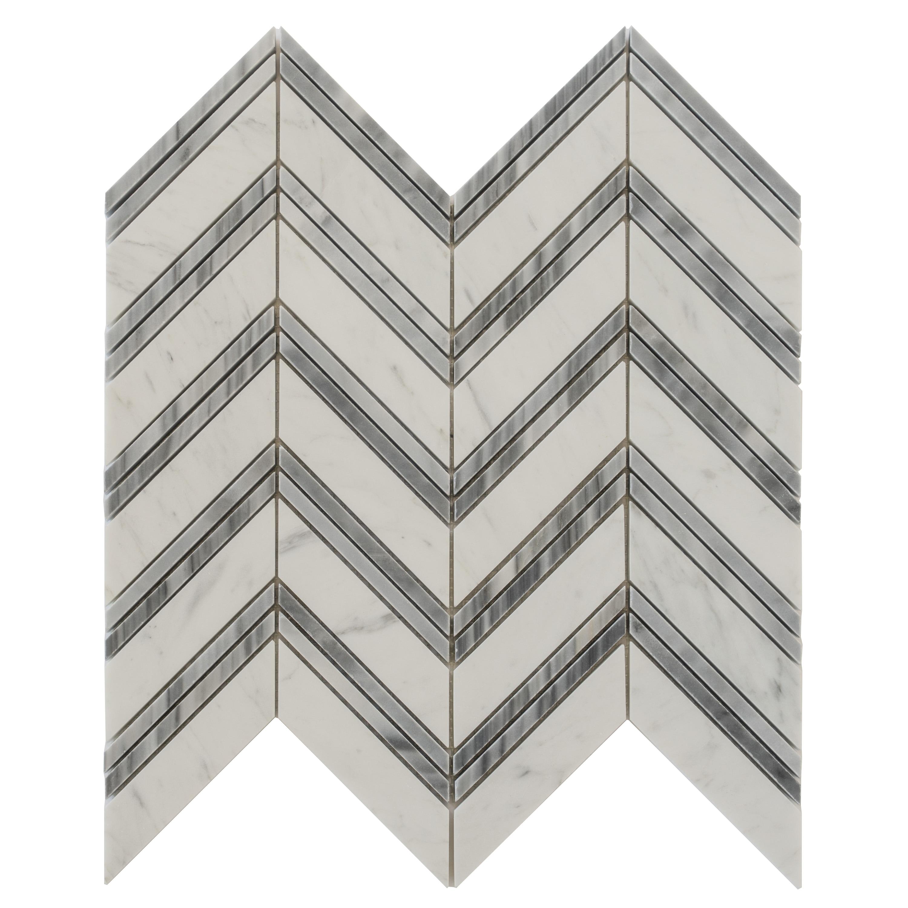 11" X 11.8" Herringbone Marble Polished Tile