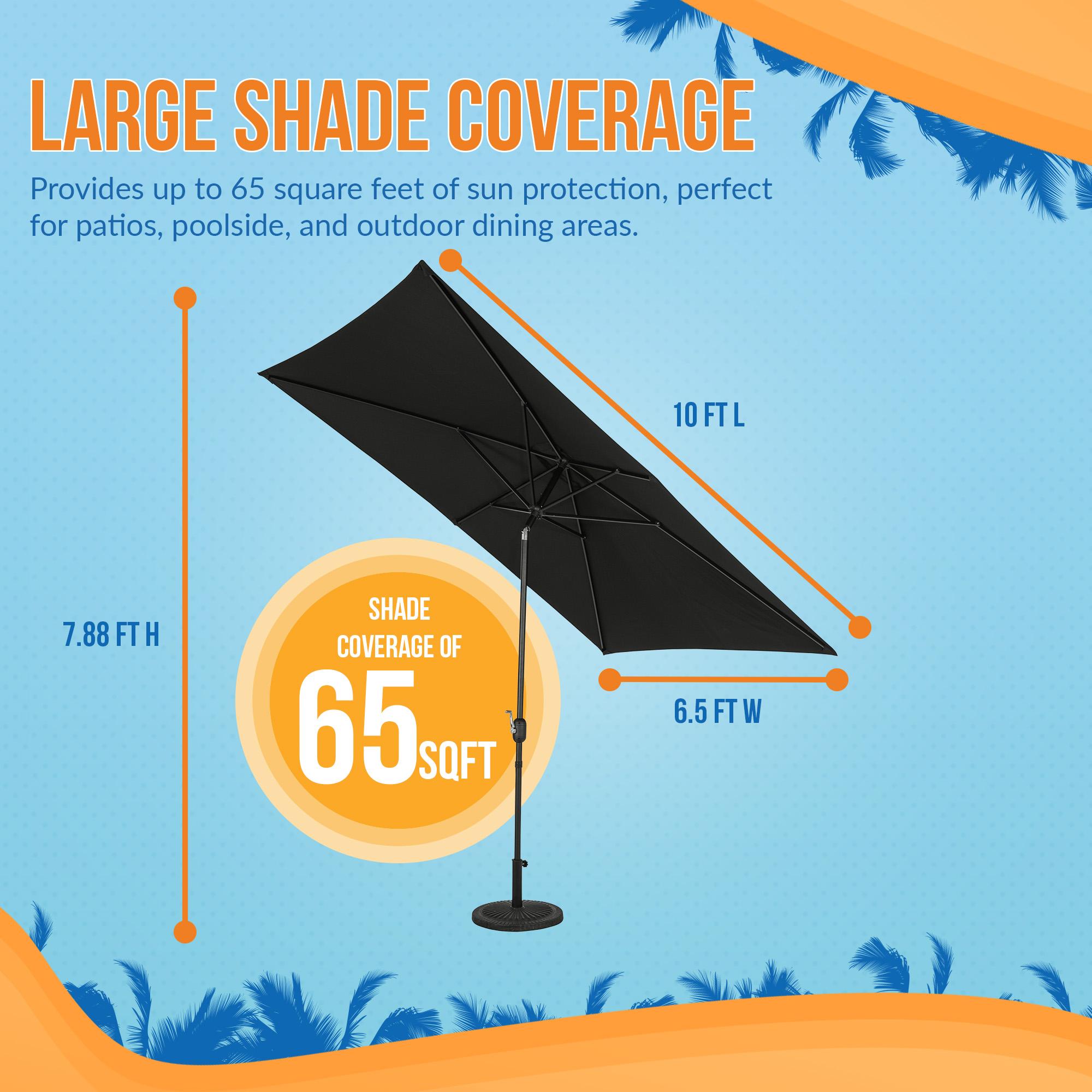 Island Umbrella 10' x 6.5' Rectangular Bimini Market Patio Umbrella Black: Weather-Resistant, Steel Frame, Crank Handle