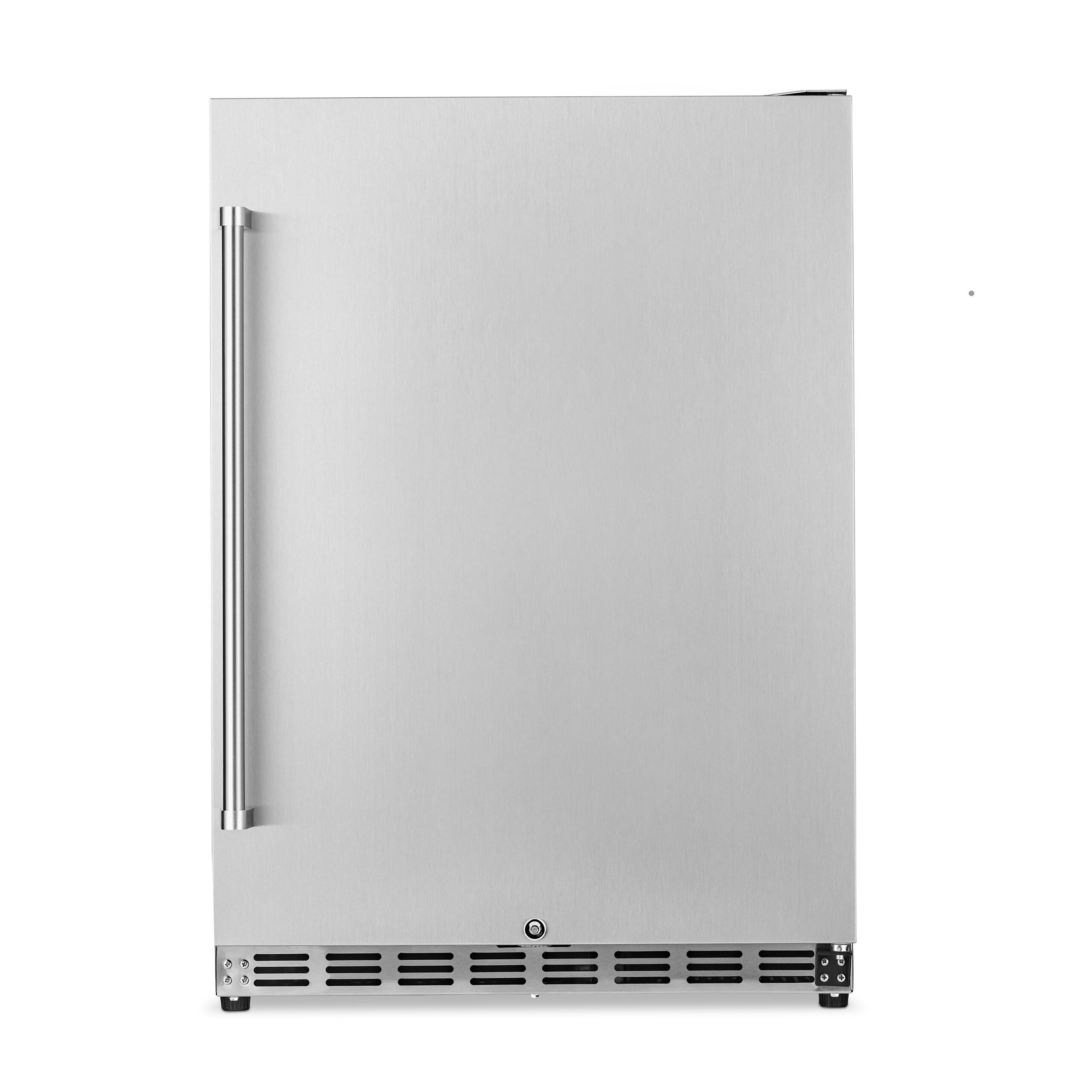 Newair 24" 5.3 Cu. Ft. Commercial Stainless Steel Built-in Beverage Refrigerator, Steel Interior, Weatherproof and Outdoor Rated, ENERGY STAR