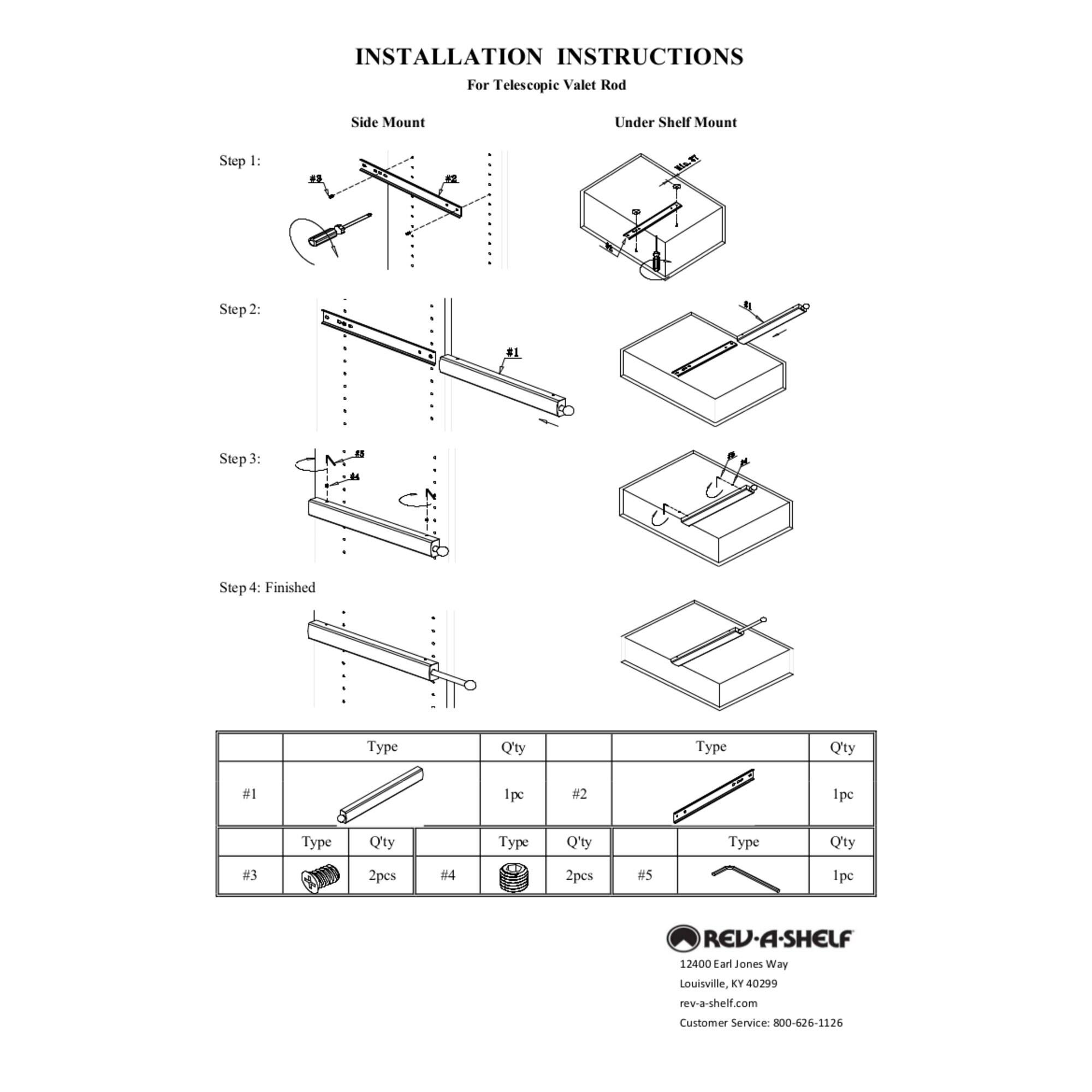 Rev-A-Shelf Rev-A-Shelf Telescoping Closet Hanging Valet Rod