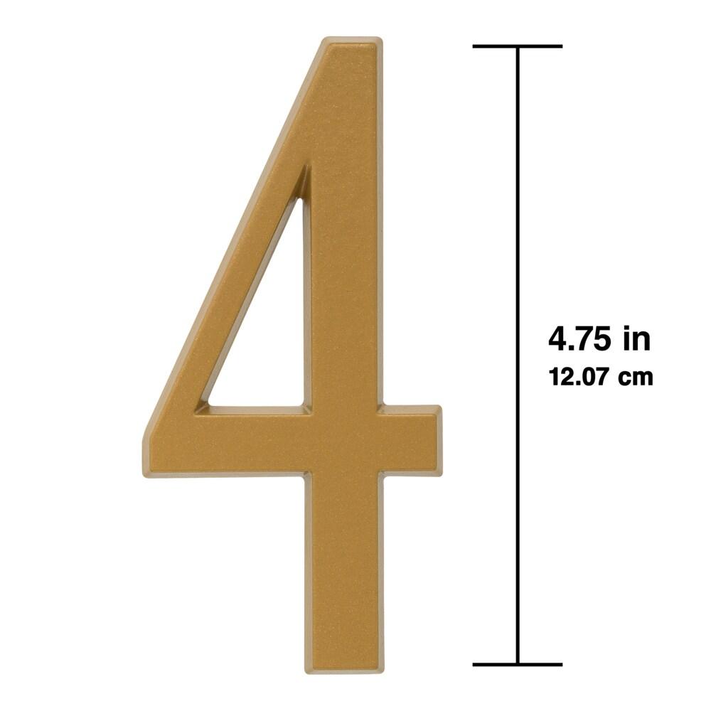 4.75-Inch Satin Brass Metal Address Number 4