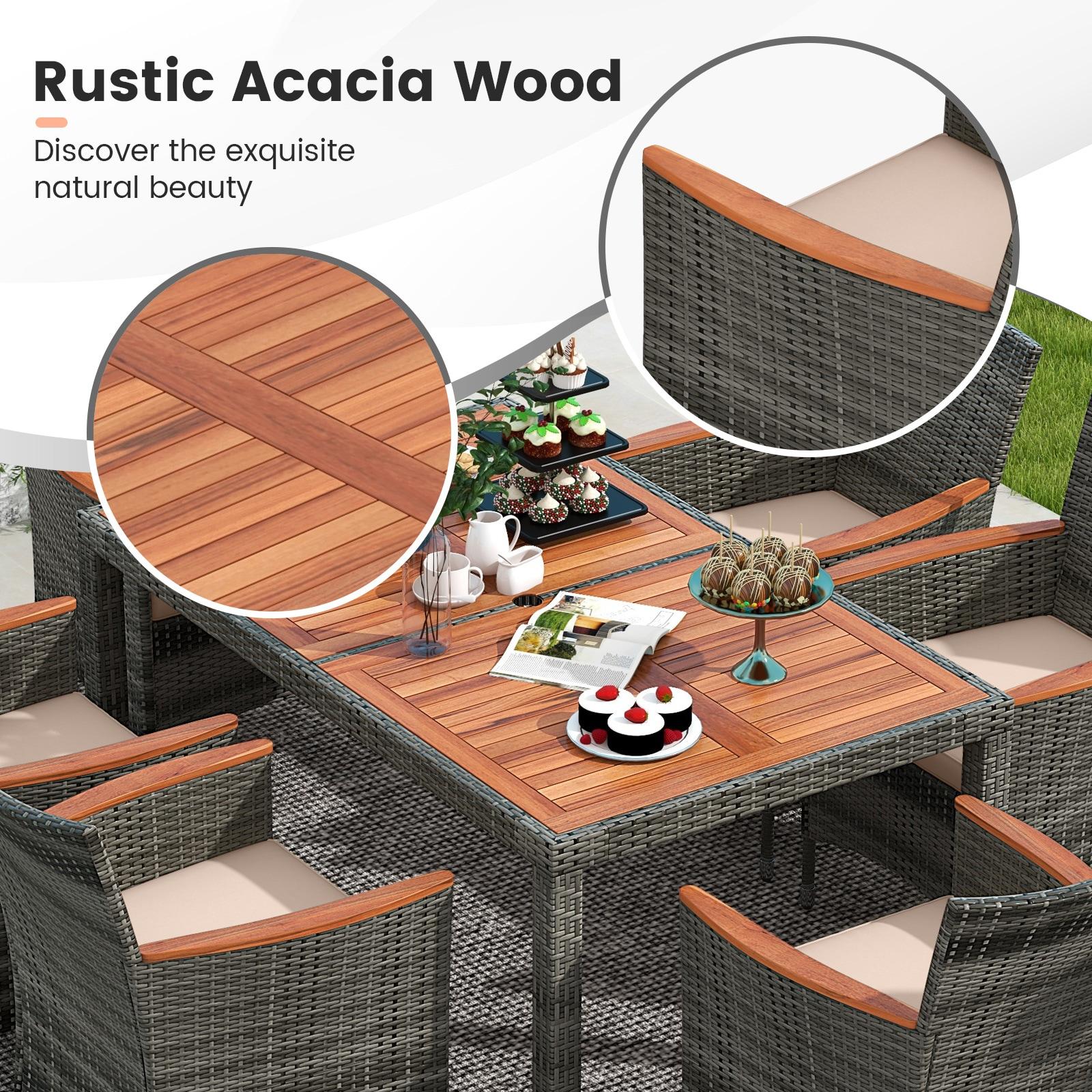 Hokku Designs Artimiza 6 - Person Acacia Patio Dining Set with Rectangular Table (Set of 7)