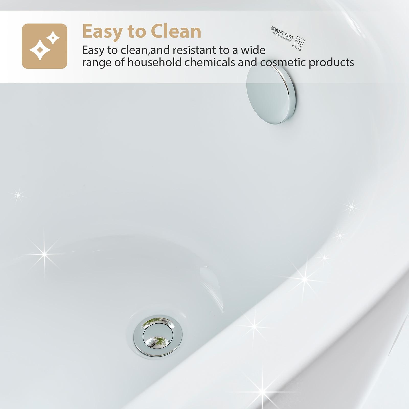 Vanity Art 71" x 34" Acrylic Freestanding Bathtub Contemporary Soaking Tub with Overflow and Pop-Up Drain, VA6512-L
