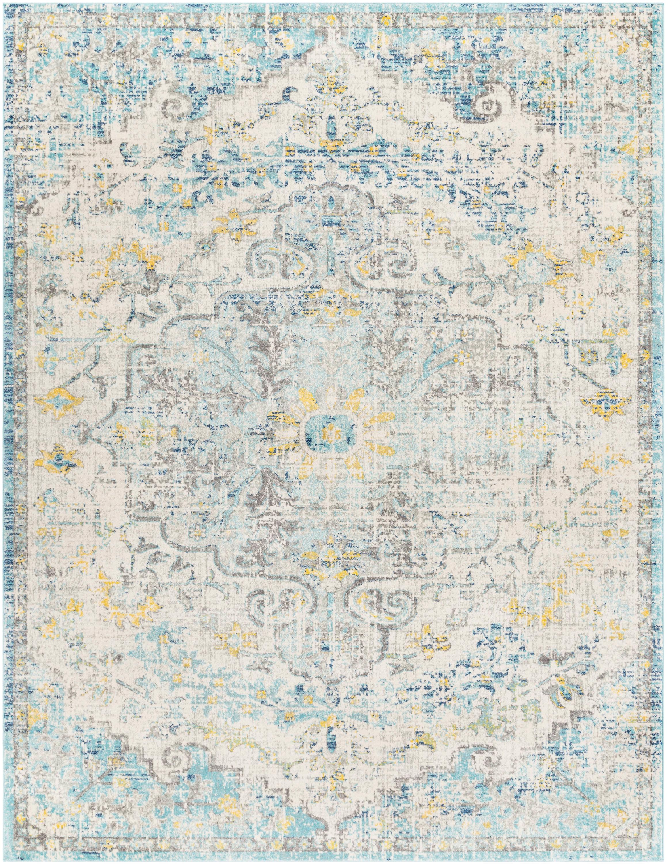 Livabliss 7'10"x10'3" Abby Traditional Rugs Cream/Charcoal: Medium Pile, Fade & Stain-Resistant, Indoor Use