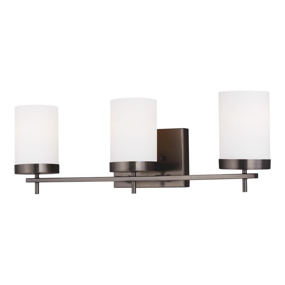 Brushed Oil Rubbed Bronze 3-Light Vanity Light with Etched Glass Shades