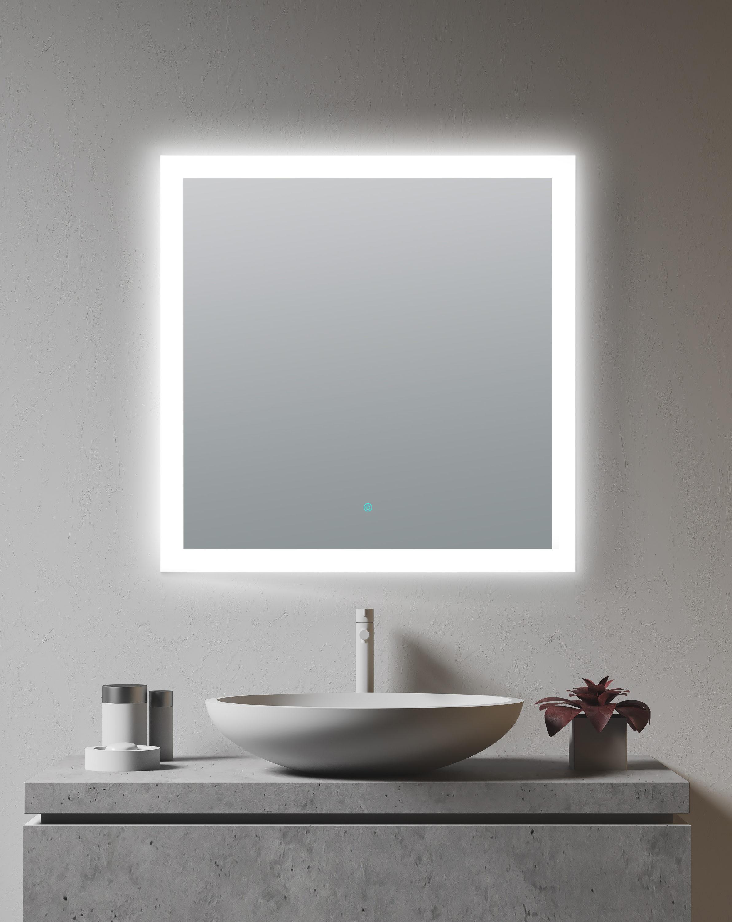 ANZZI Volta Frameless LED Bathroom Mirror in Silver | 36 in. H x 36 in. W