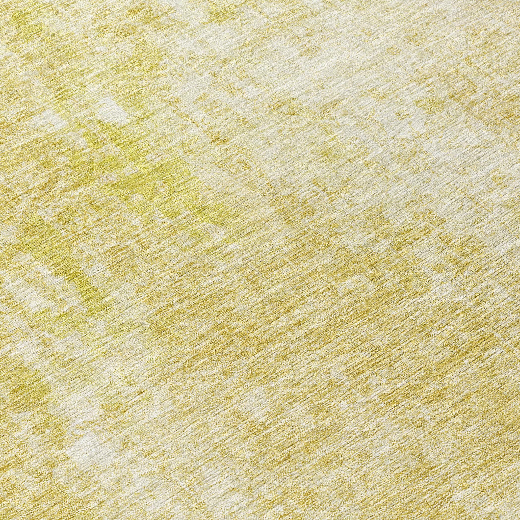 Gold Abstract Washable Synthetic 3' x 5' Area Rug