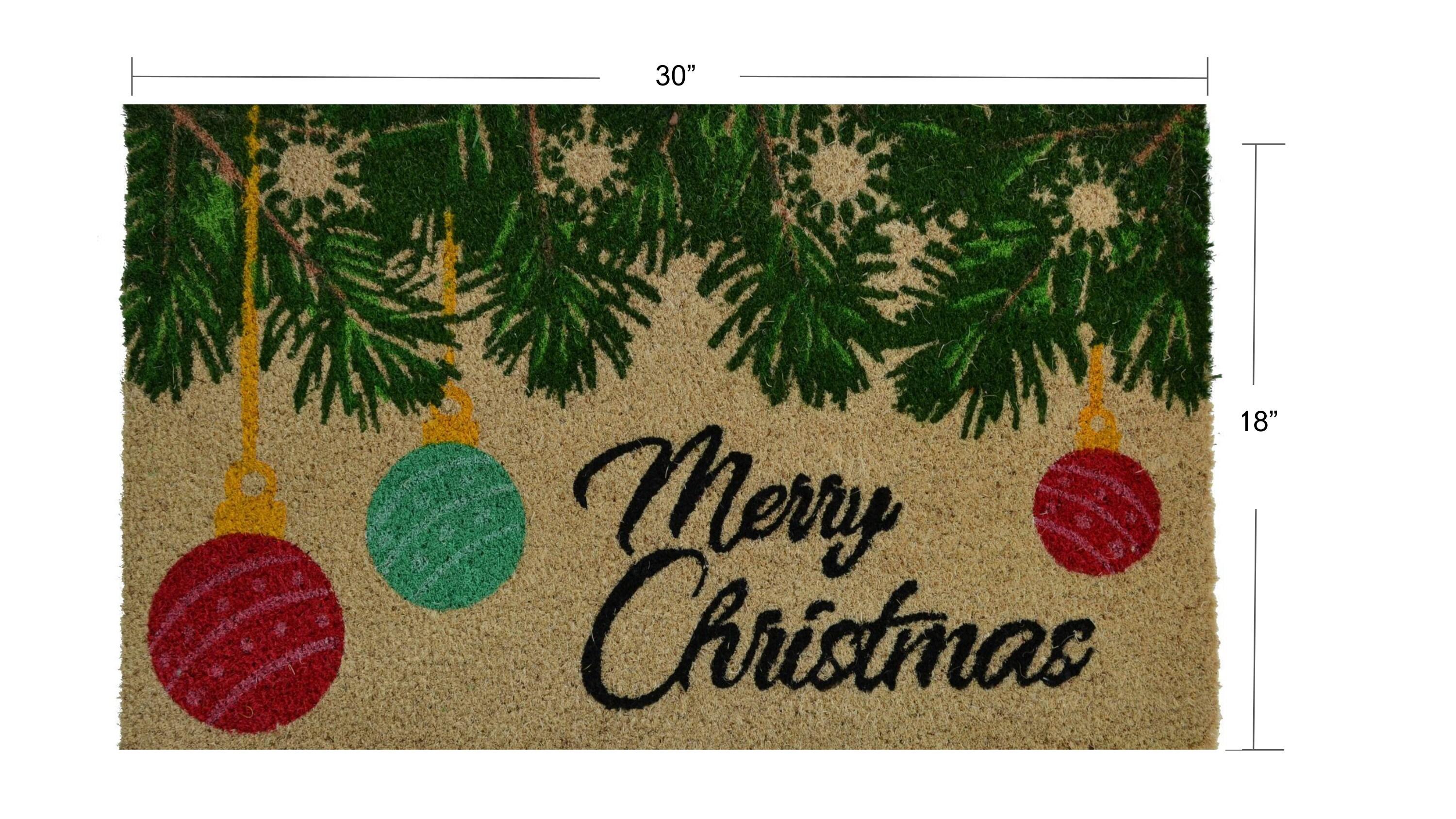 PVC Backed Merry Christmas, 30"x18"x0.5", Natural Coconut Husk Coir Door Mat