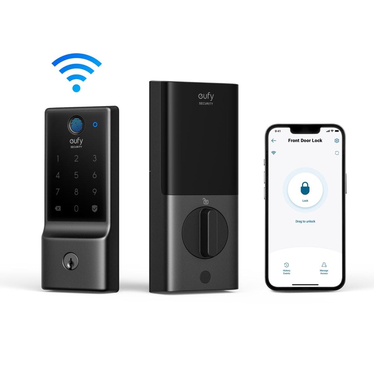 Black Electronic Wi-Fi Deadbolt with Touchscreen