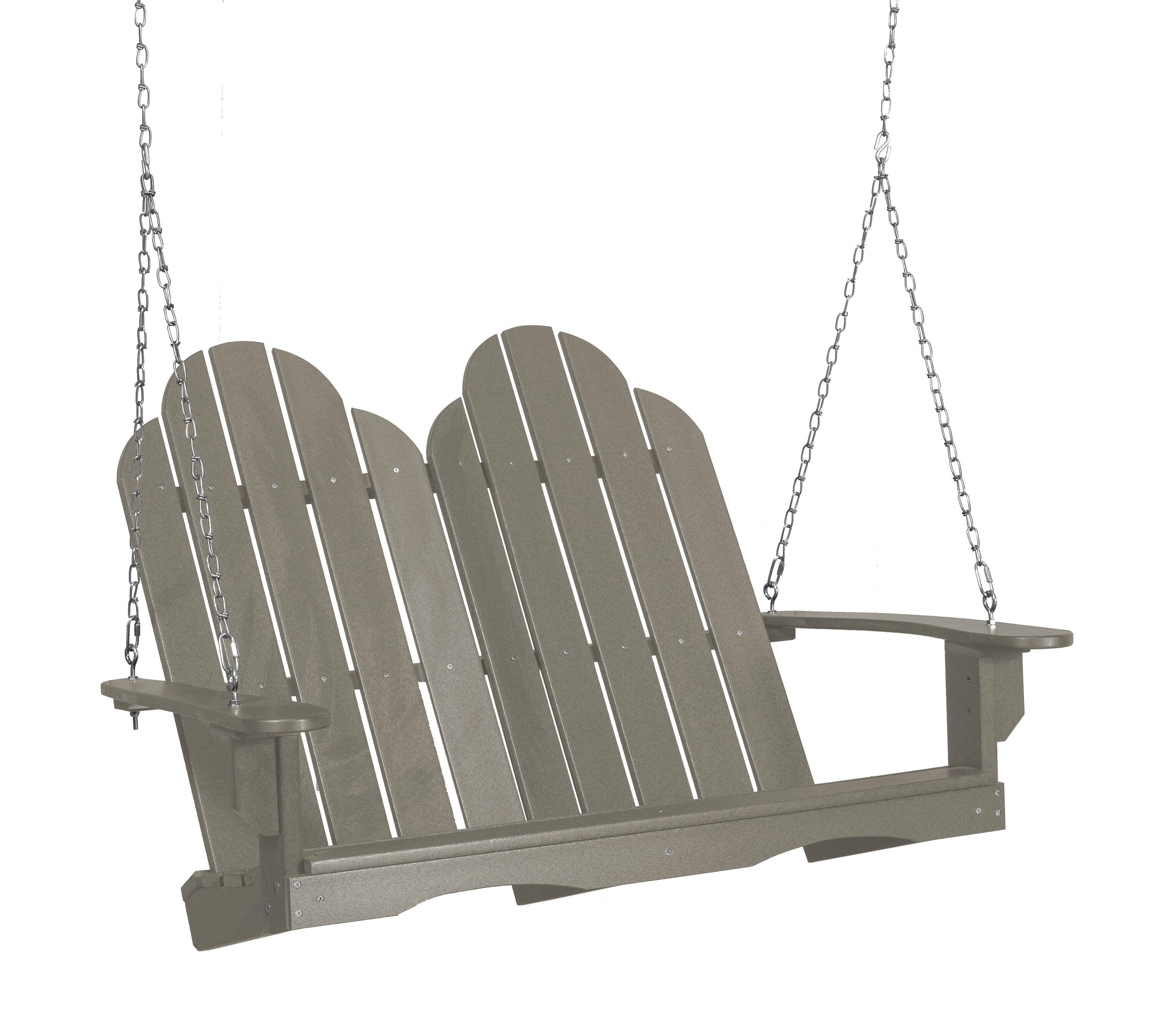 Classic Light Gray HDPE 2-Person Adirondack Porch Swing