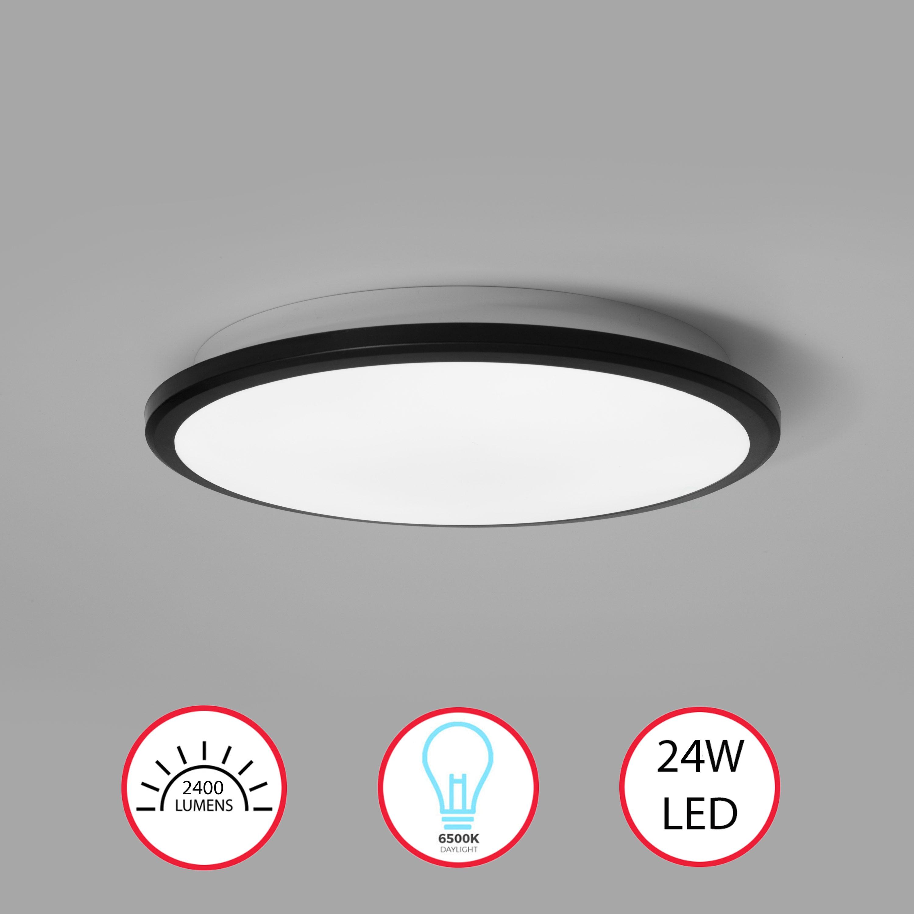 LED Ceiling Light Fixture Flush Mount Lighting, 6500K 30,000 Hour Lifetime 12 in. Black 24W