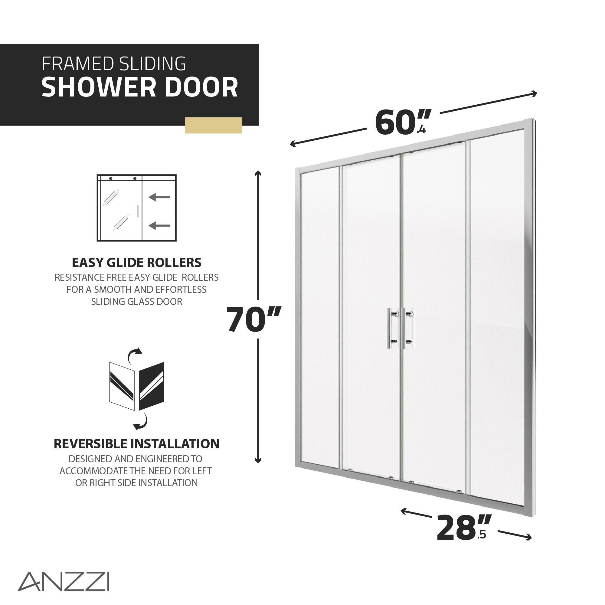 60" - 60.4" W x 70" H Framed Shower Door